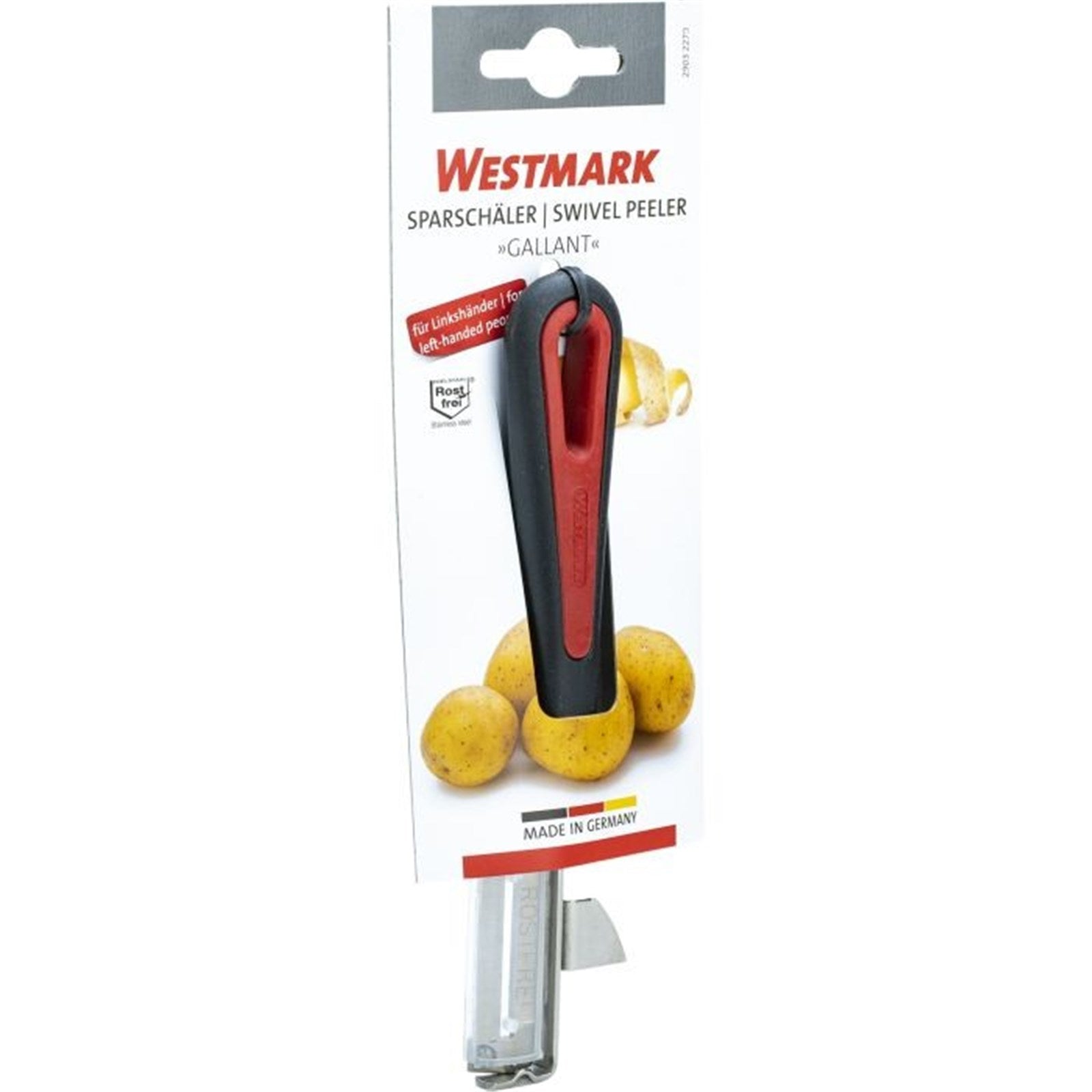 Der Westmark Sparschäler Gallant für Linkshänder bietet ergonomischen Komfort und ermöglicht präzises und einfaches Schälen.