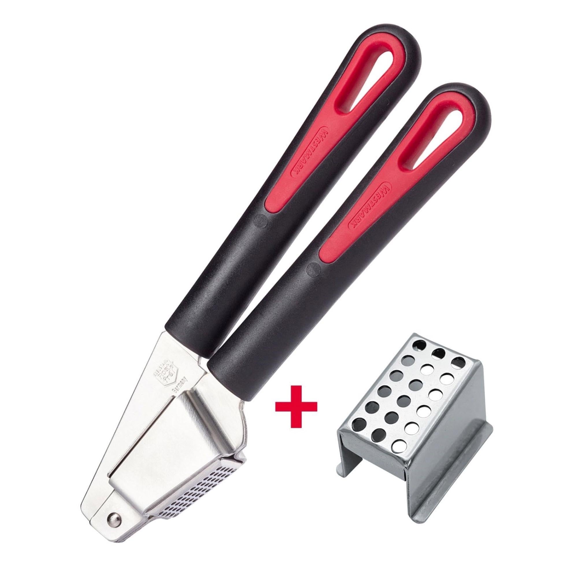 Entdecken Sie die Westmark Knoblauchpresse Gallant Plus – die perfekte Kombination aus Edelstahl und Kunststoff für müheloses Pressen von Knoblauch. Langlebig, ergonomisch und spülmaschinenfest!