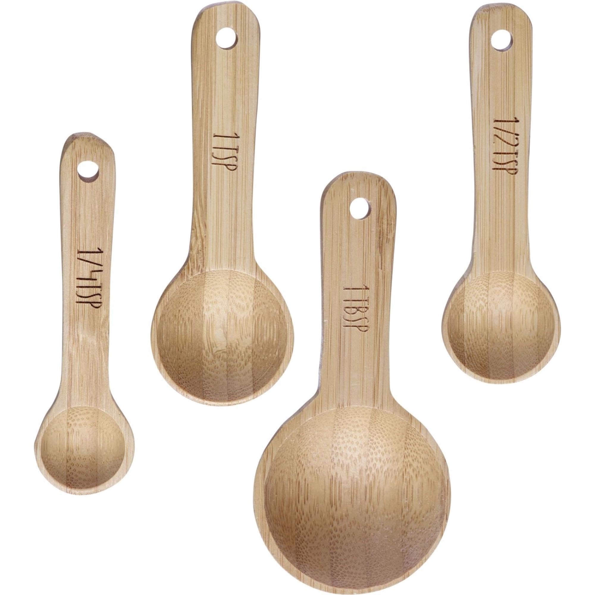 4er Set Messlöffel aus Holz von Westmark, perfekt für präzises Abmessen von Zutaten beim Kochen und Backen in der Küche.