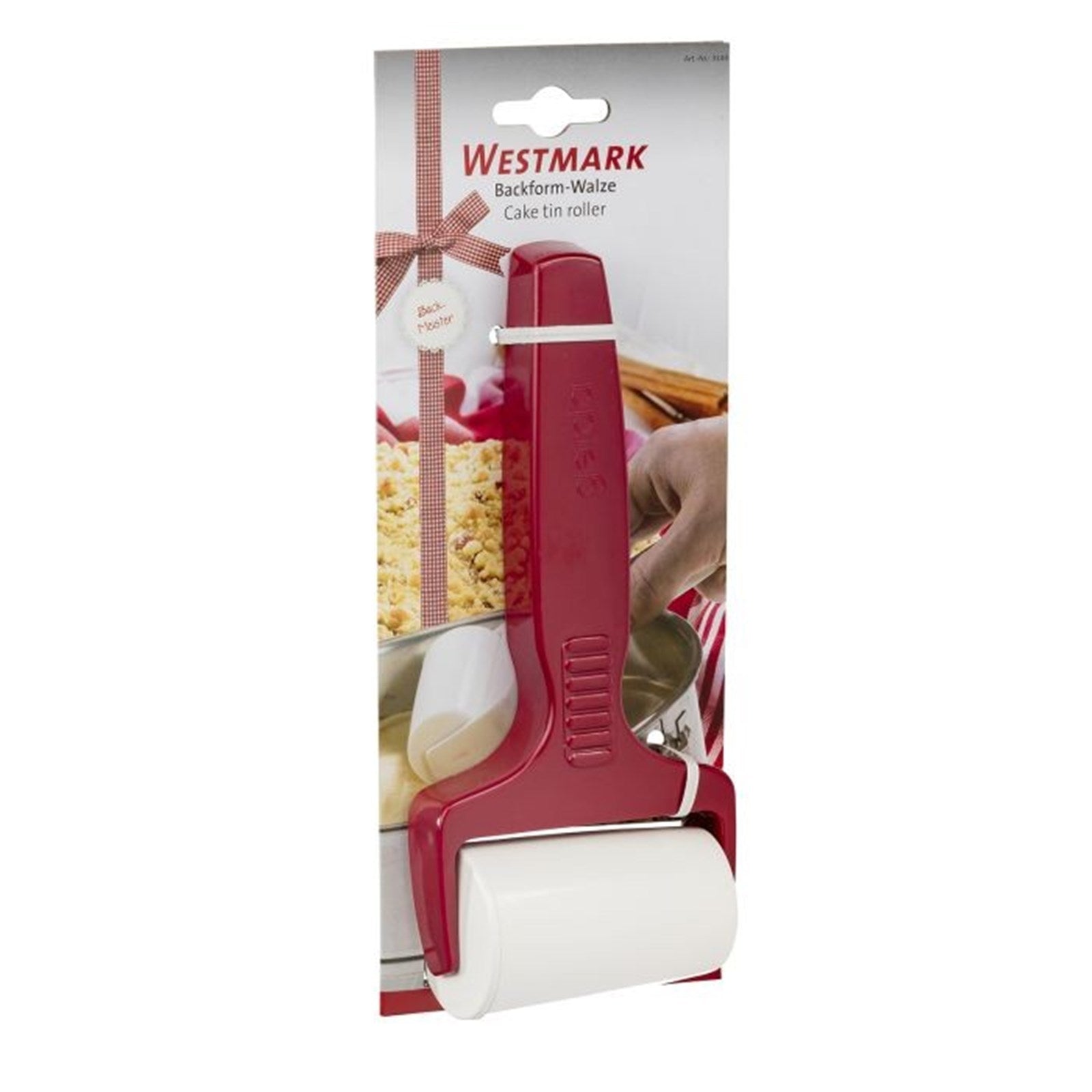 Effiziente Backformwalze von Westmark, perfekt zum gleichmässigen Ausrollen und Verteilen von Teig in Backformen und auf Flächen.