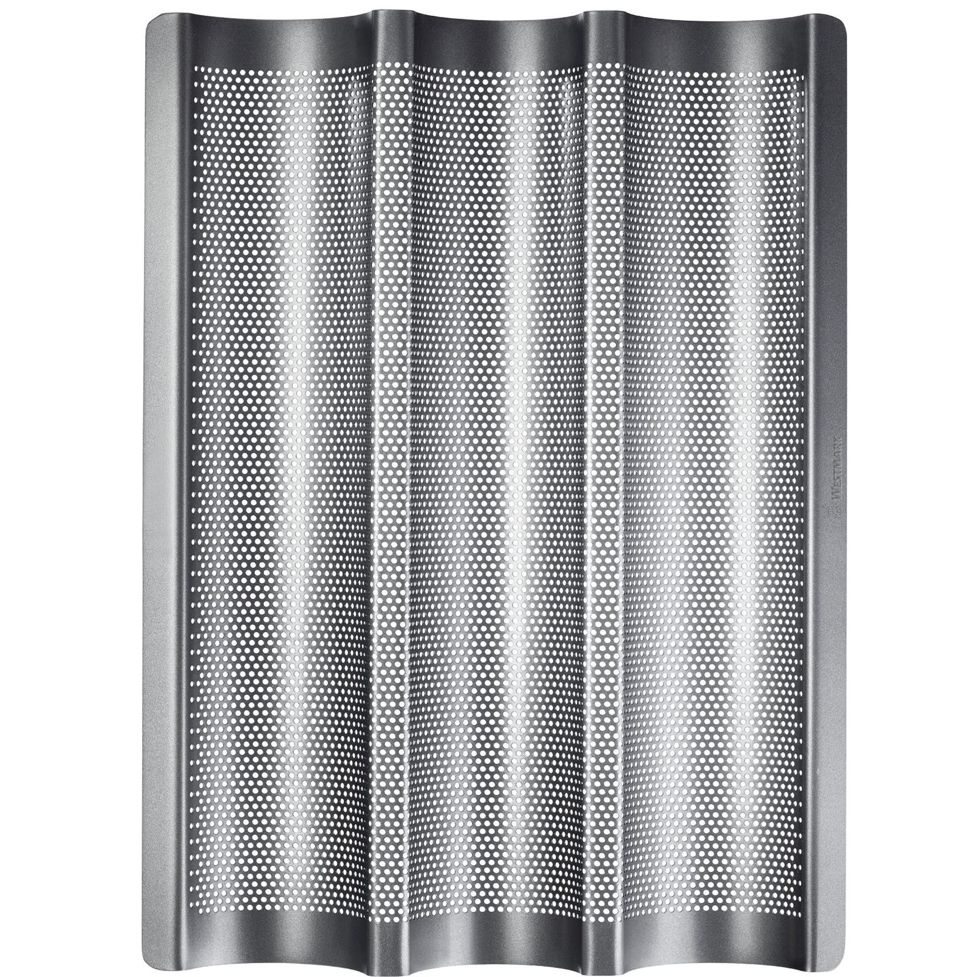 Hochwertige 3er Baguette-Backform von Westmark, 38.5x28cm, ideal für knusprige Baguettes, antihaftbeschichtet und langlebig.