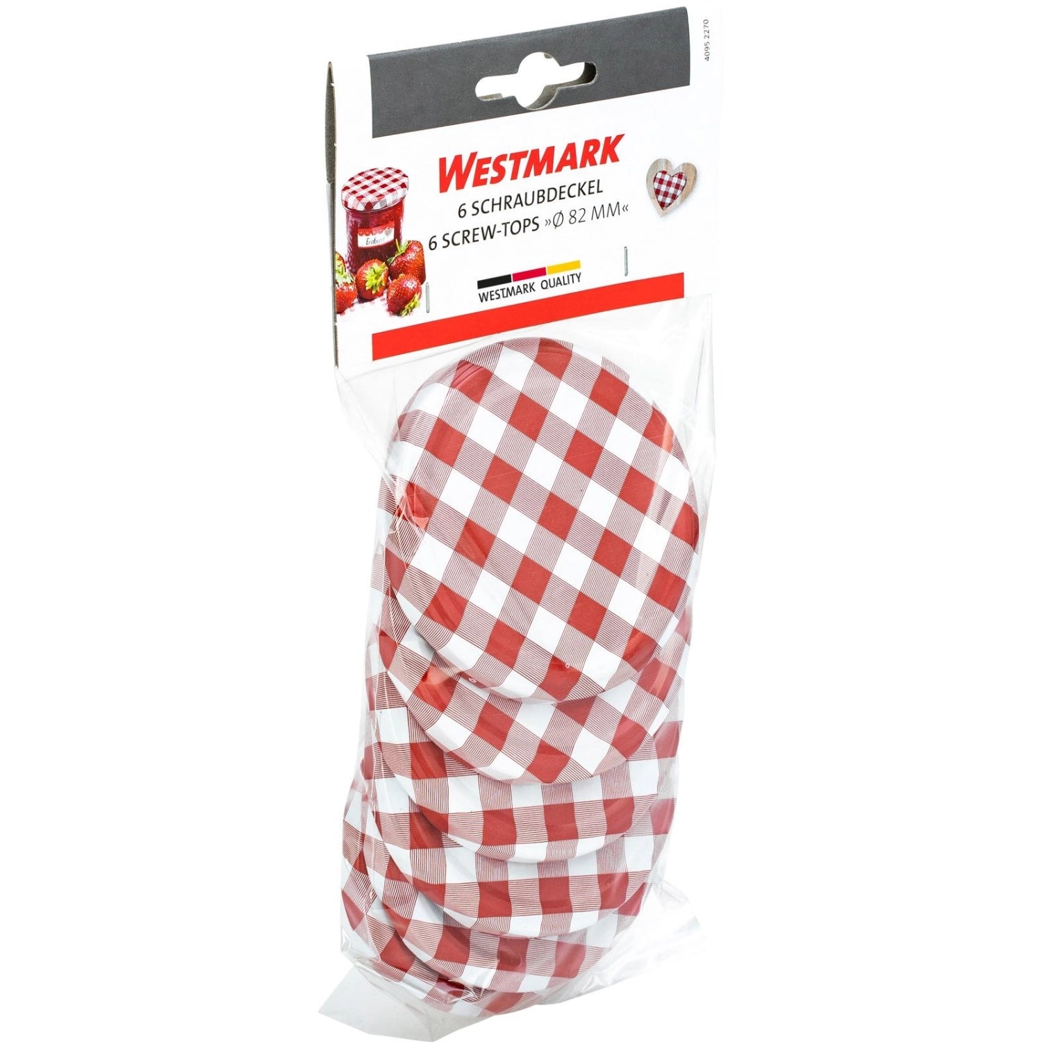 Entdecken Sie die 6 robusten Schraubdeckel D82 mm von Westmark – ideal für die sichere und frische Aufbewahrung Ihrer Lebensmittel.