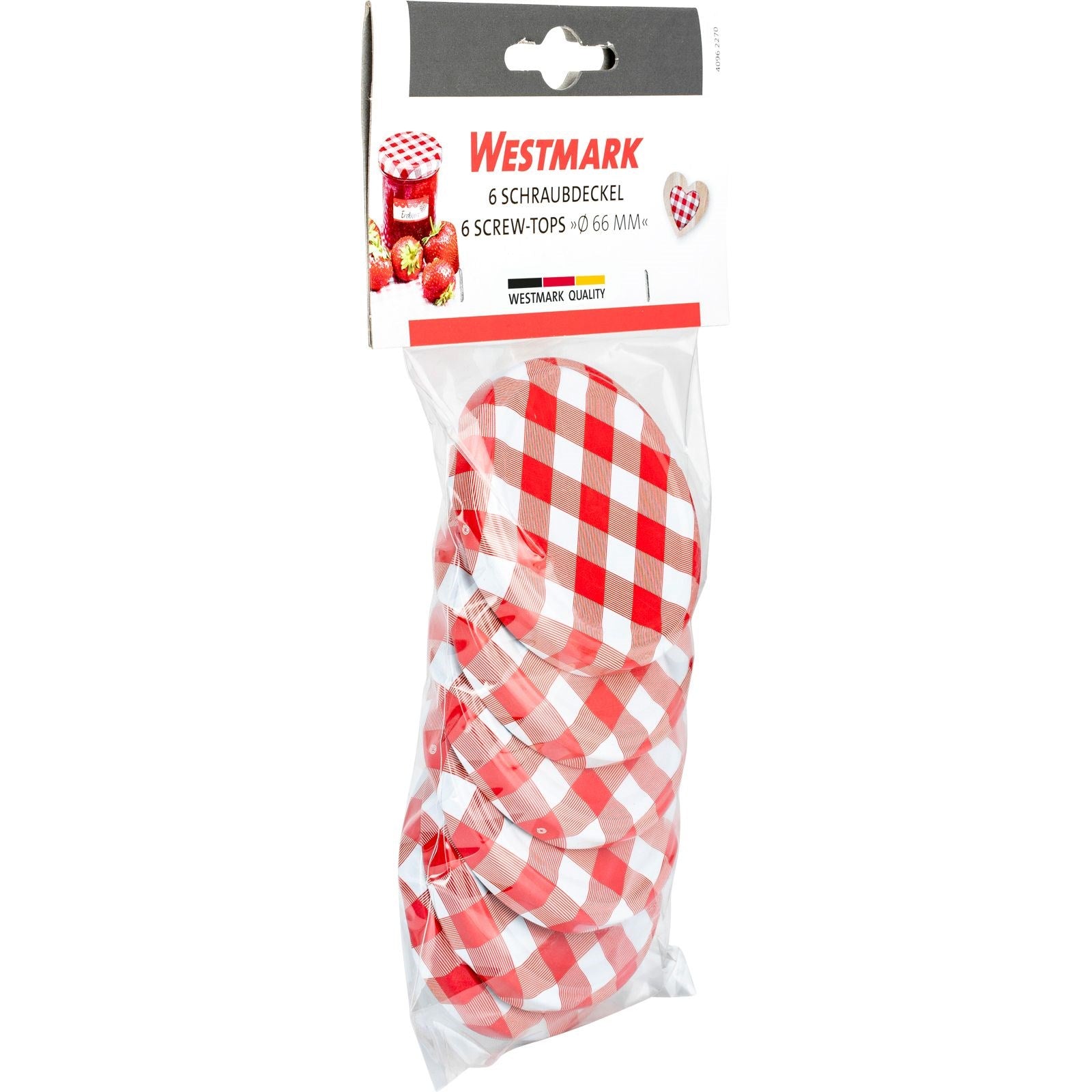 6 Schraubdeckel von Westmark, 66 mm, ideal für Einmachgläser, langlebig, dicht und hochwertig verarbeitet.