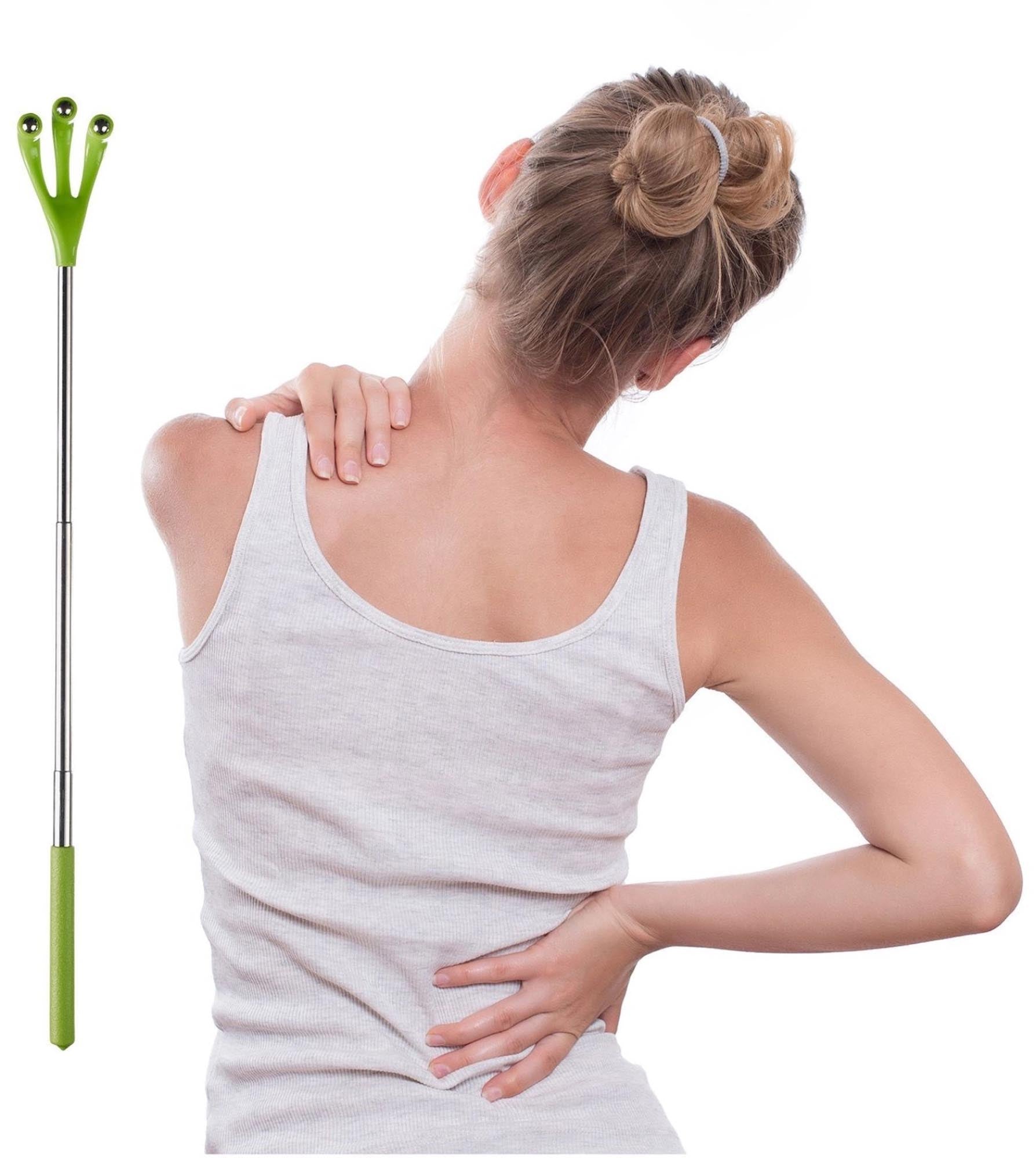 Ergonomischer Rückenroller mit ausziehbarem Teleskopstiel, ideal zur Selbstmassage und Entspannung der Rückenmuskulatur.