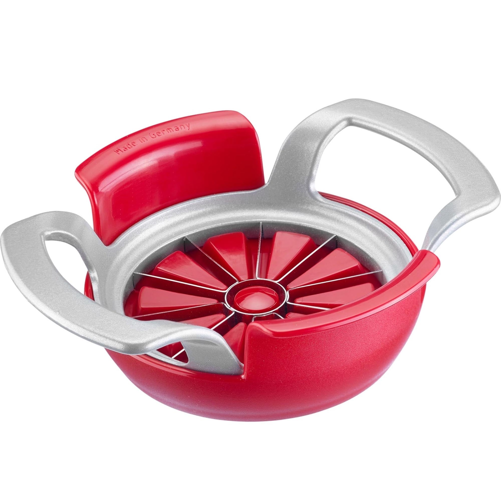 Entdecken Sie den Westmark Apfel- und Birnenteiler mit Schneidteller Divisorex-Spezial. Perfekt für gleichmäßige Stücke, einfaches Entkernen und leichte Reinigung.