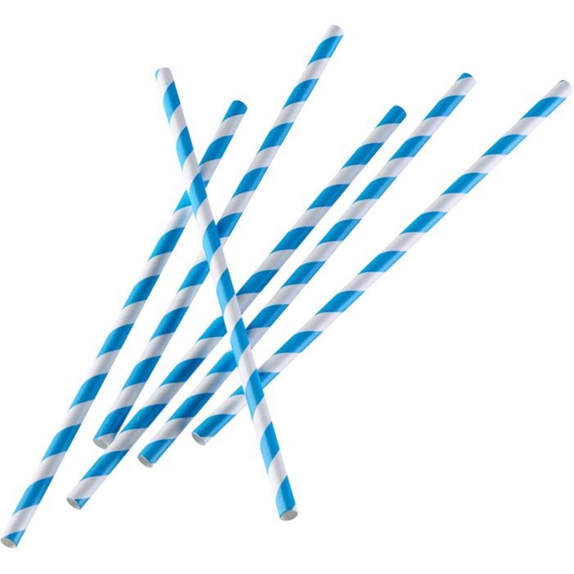Papier-Trinkhalme, blau-weiss gestreift, 19,7 cm, umweltfreundlich, 50 Stück, ideal für Partys und Getränke, von Westmark.