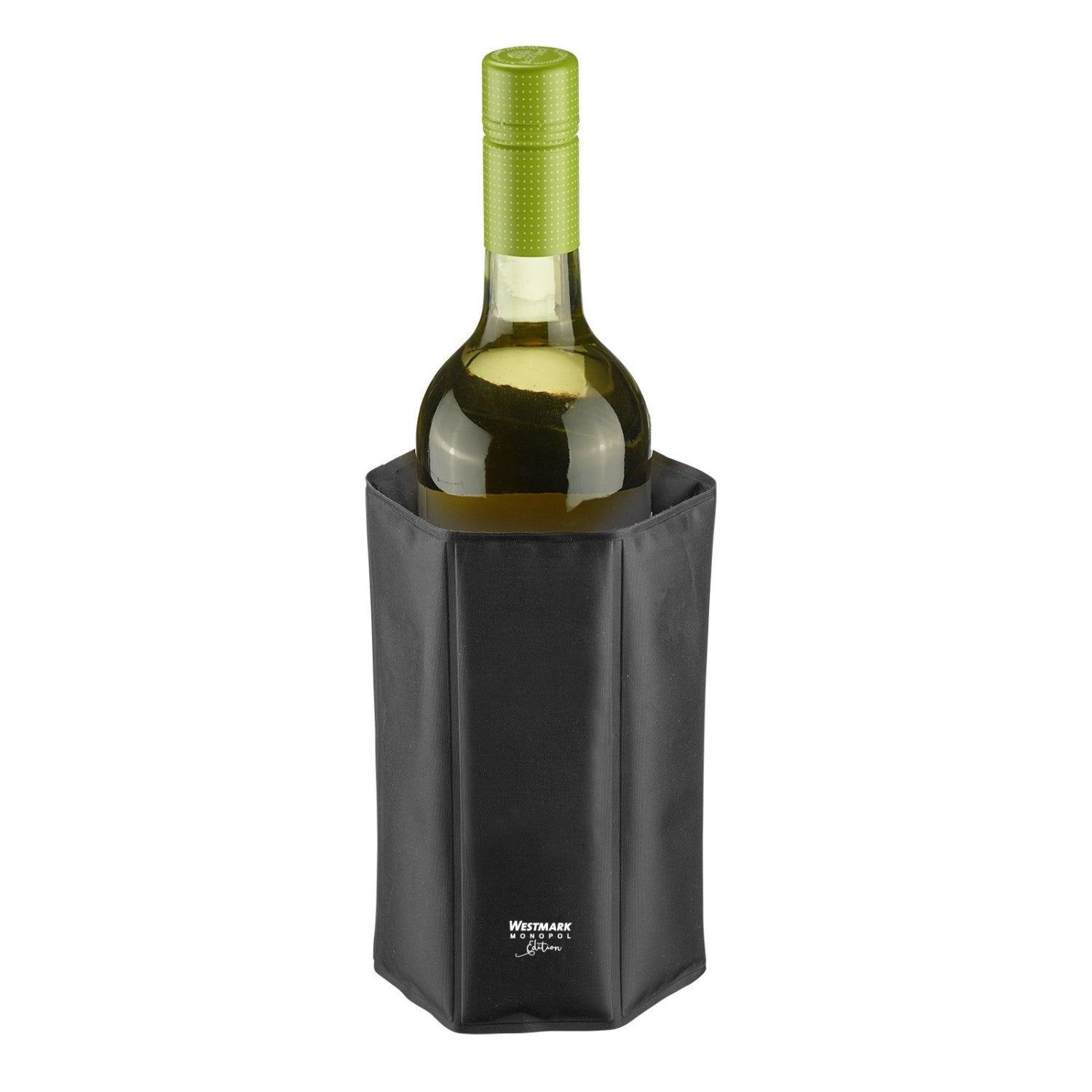 Elegante Kühlmanschette Frigus Monopol Edition von Westmark, perfekt für die stilvolle Kühlung von Flaschen bei jedem Anlass.