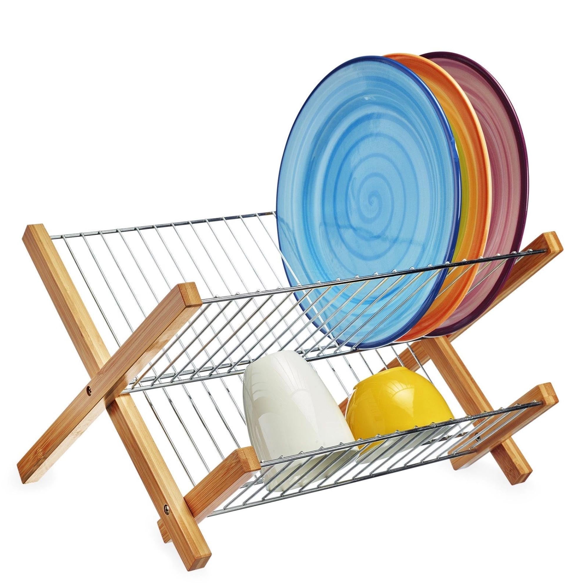 Platzsparendes Abtropfgestell aus Bambus, faltbar und umweltfreundlich, perfekt für Geschirr, von Westmark.