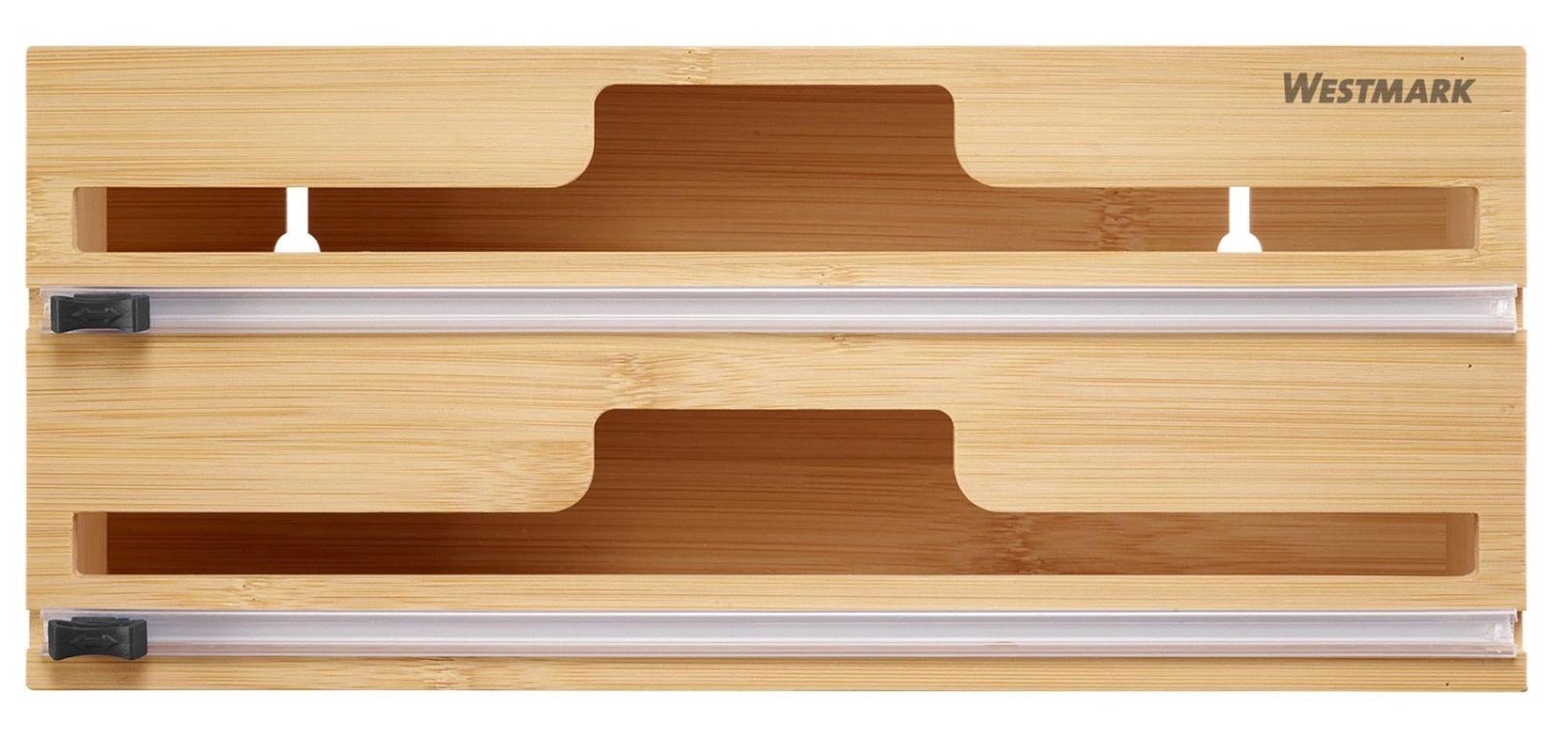 Folienspender von Westmark mit Schneidvorrichtung, ideal für präzises Zuschneiden von Frischhalte- und Alufolien.