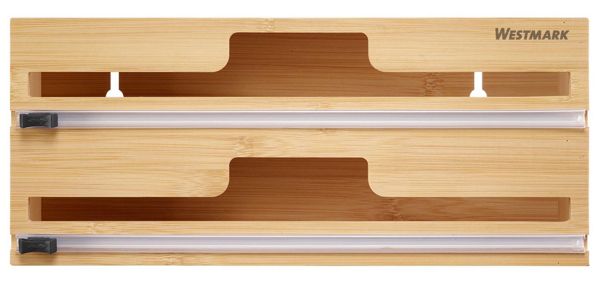 Praktischer Folienspender von Westmark mit integrierter Schneidvorrichtung für einfaches und präzises Zuschneiden von Folien.