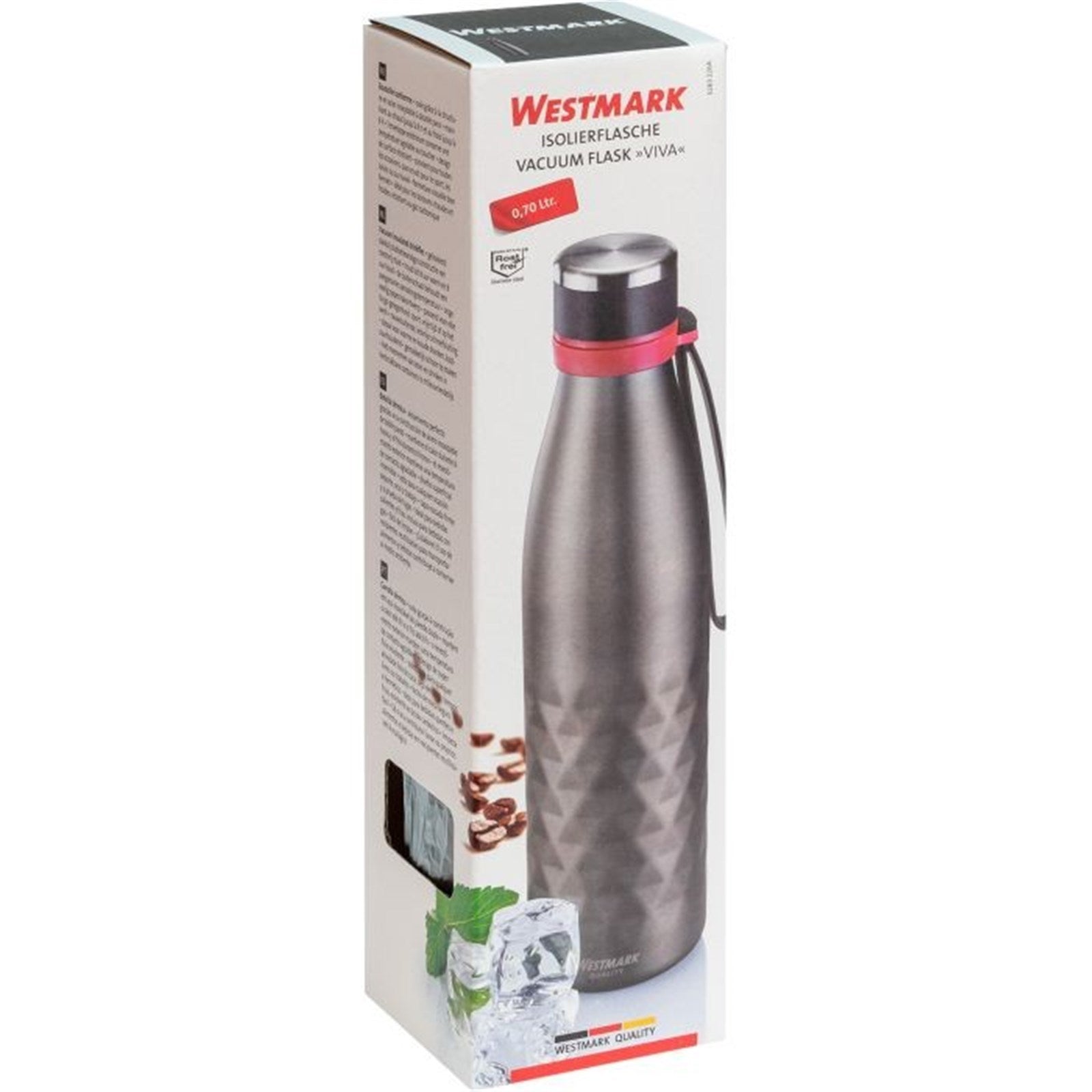 Die Viva Isolierflasche von Westmark (0,7 l) in Anthrazit hält Getränke warm oder kalt und ist ideal für stilvolle Outdoor-Aktivitäten.