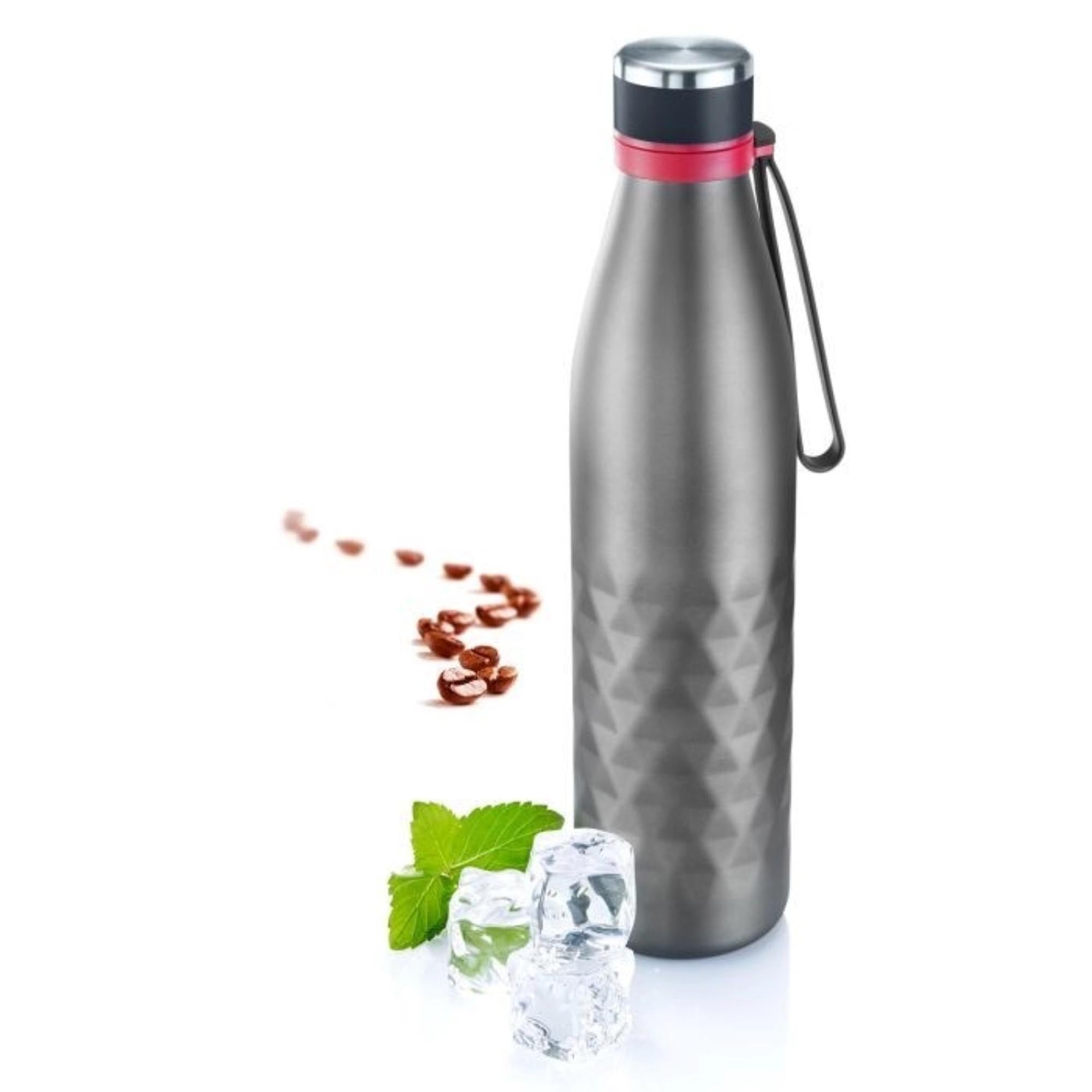 Die Isolierflasche Viva von Westmark in Anthrazit (1 l) ist ideal für unterwegs, hält Getränke warm oder kalt und überzeugt durch Stil.