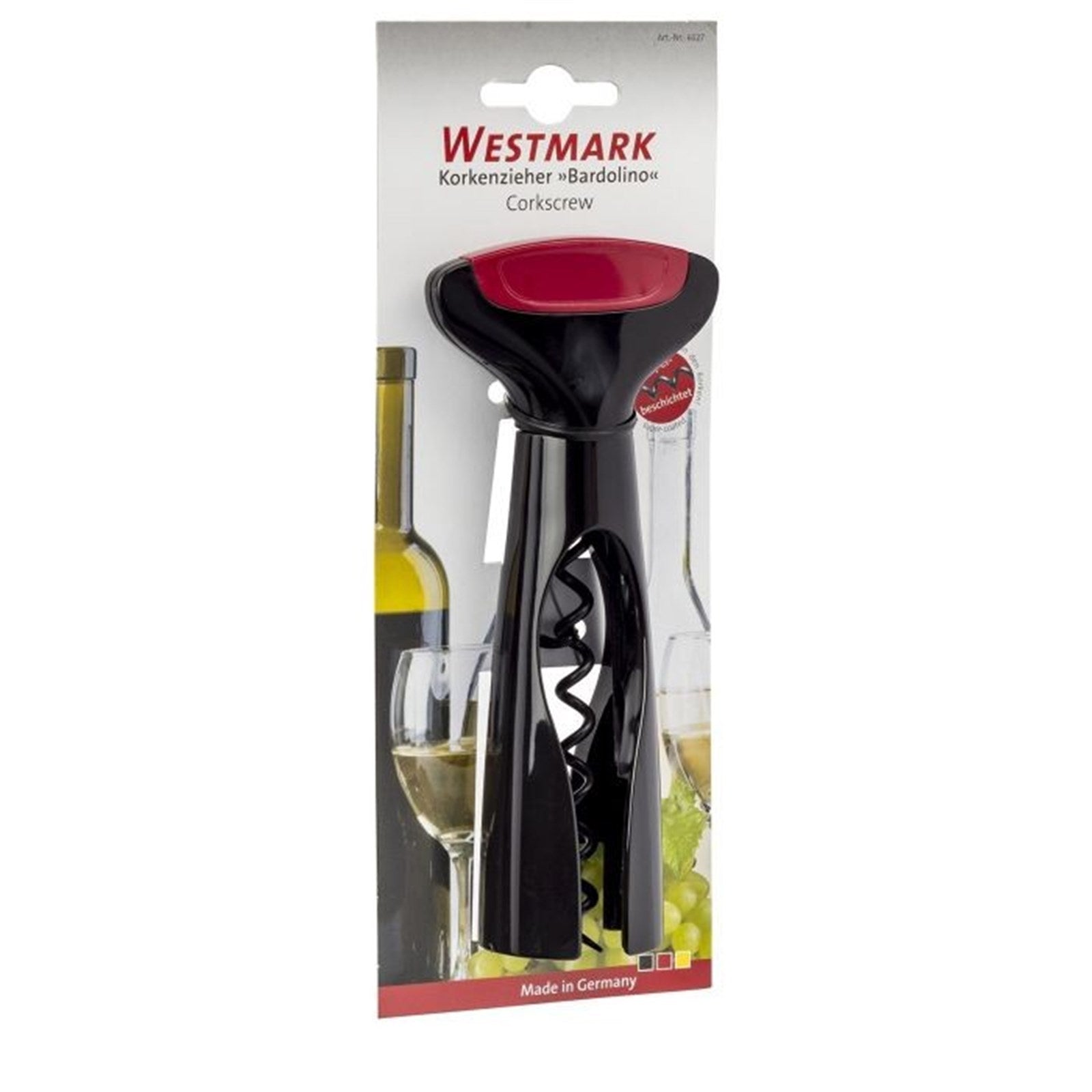 Der Korkenzieher Bardolino von Westmark kombiniert elegantes Design mit Funktionalität für müheloses Weinflaschenöffnen.