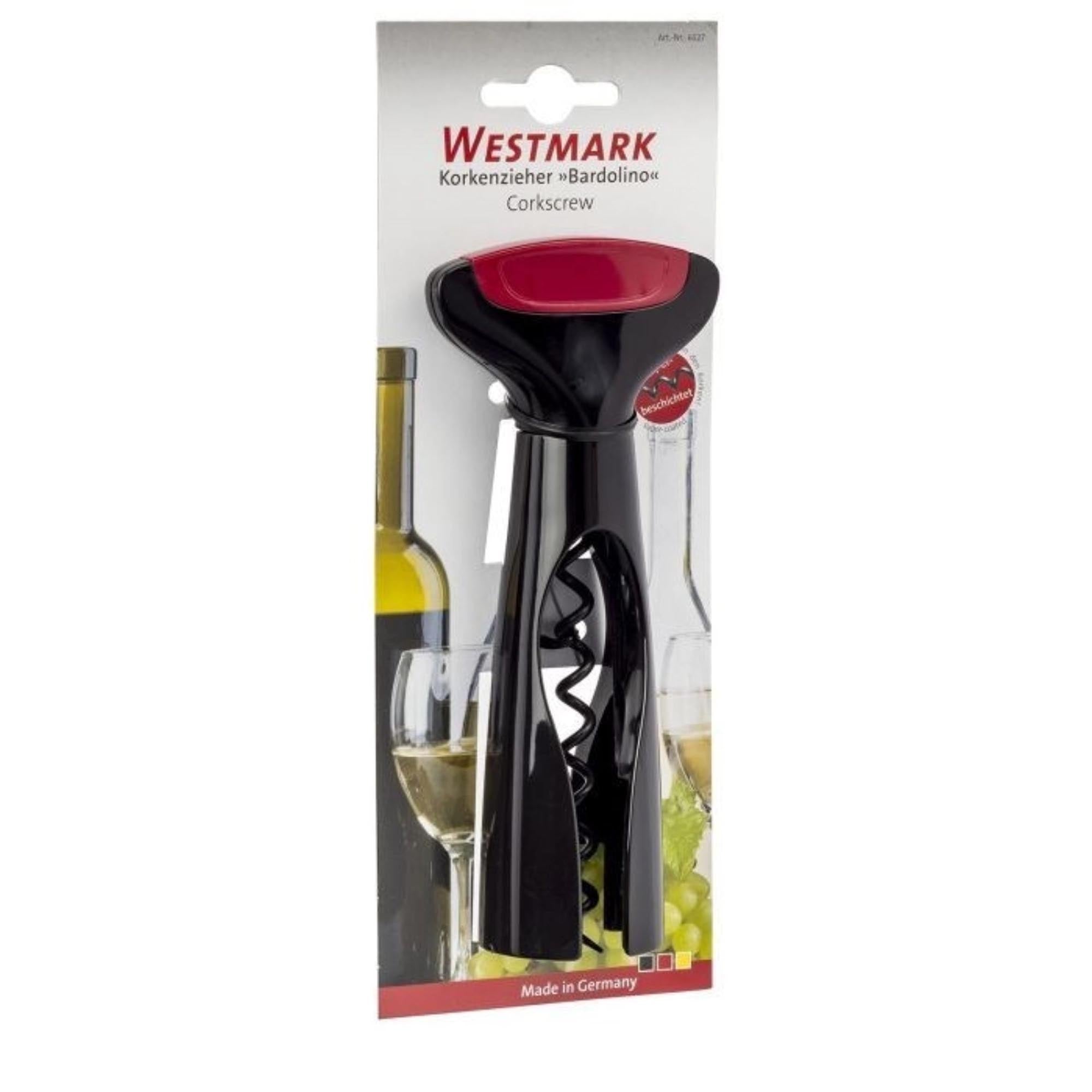 Der Korkenzieher Bardolino von Westmark kombiniert elegantes Design mit Funktionalität für müheloses Weinflaschenöffnen.