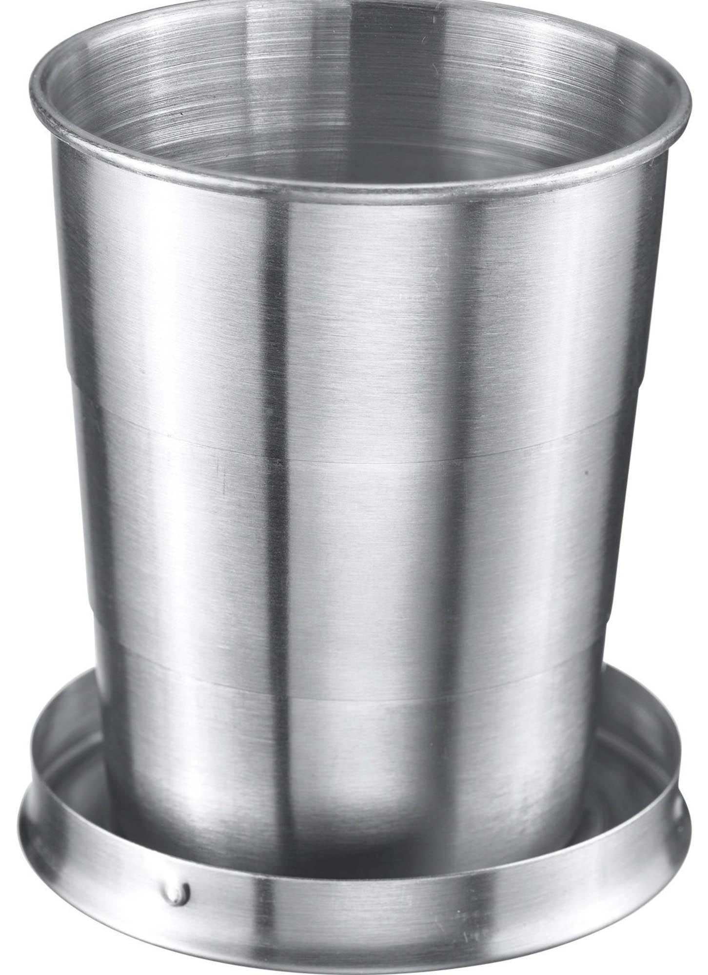 Der Trinkbecher Revivo von Westmark (150ml) ist der ideale, faltbare Begleiter für Wanderer und Reisende. Aus robustem Edelstahl, hygienisch und spülmaschinengeeignet.