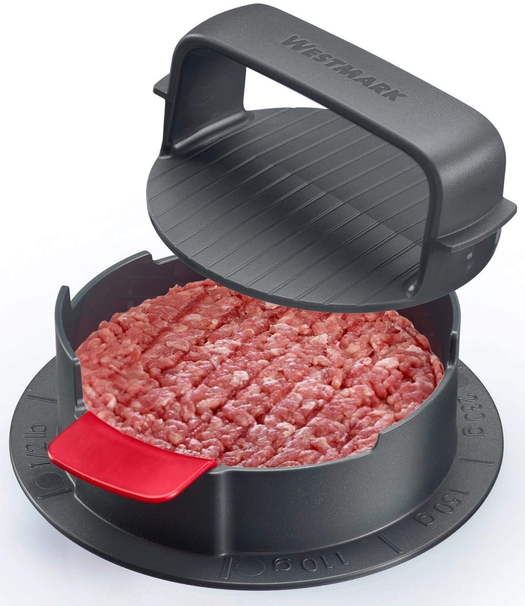 Der Westmark Hamburgermaker Vario Plus formt gleichmässige Burgerpatties, perfekt für Grillabende und kreative Burgerideen.