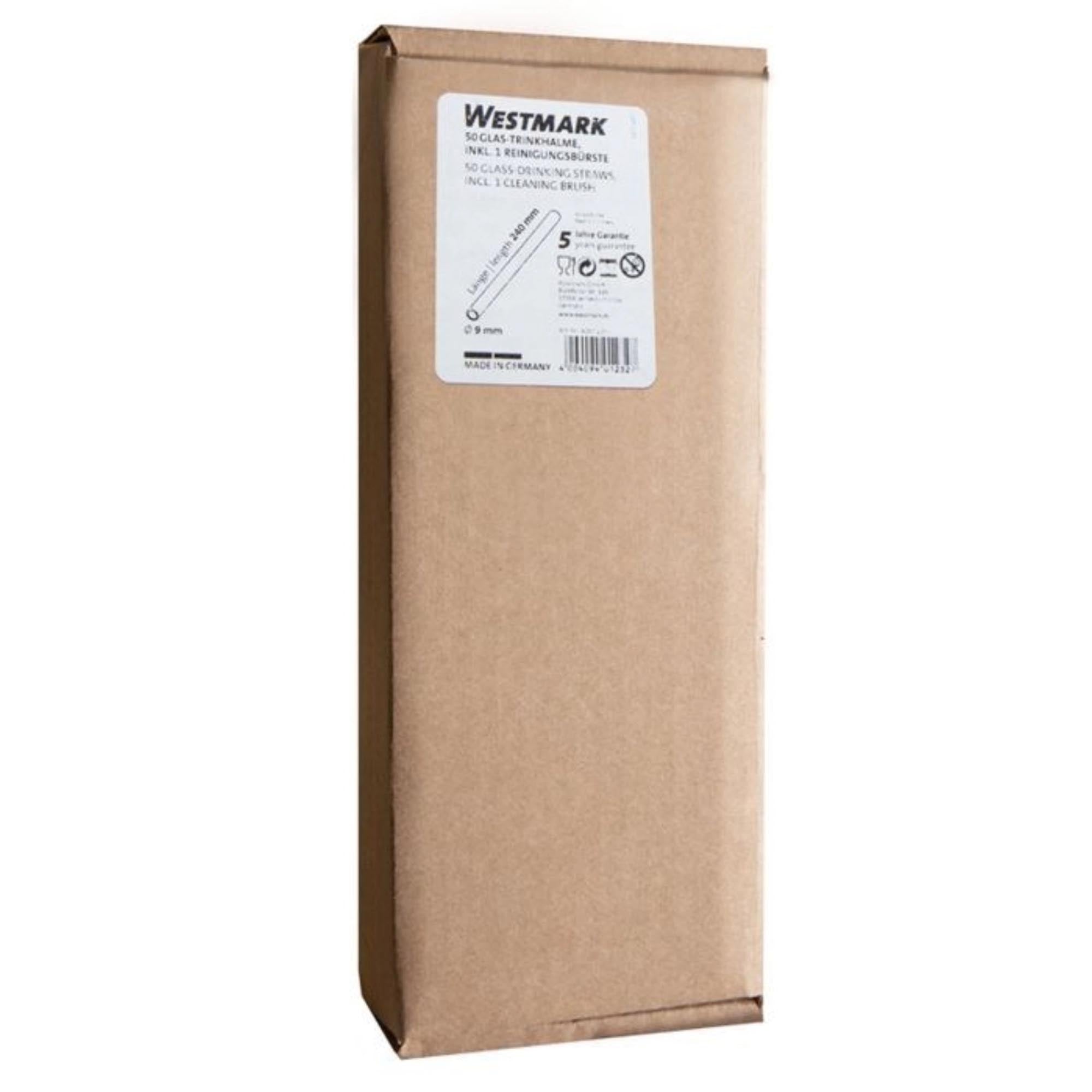 50 Glas-Trinkhalme (240 mm) mit Reinigungsbürste, wiederverwendbar, nachhaltig, umweltfreundlich, von Westmark.