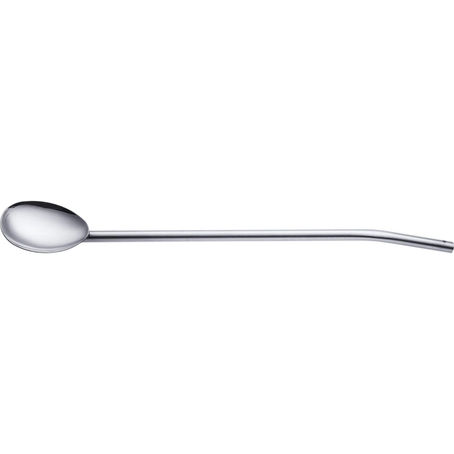 Set aus 4 robusten Trinkhalmlöffeln aus Edelstahl und einer Reinigungsbürste, ideal für umweltbewusste Genießer und vielseitige Getränke.