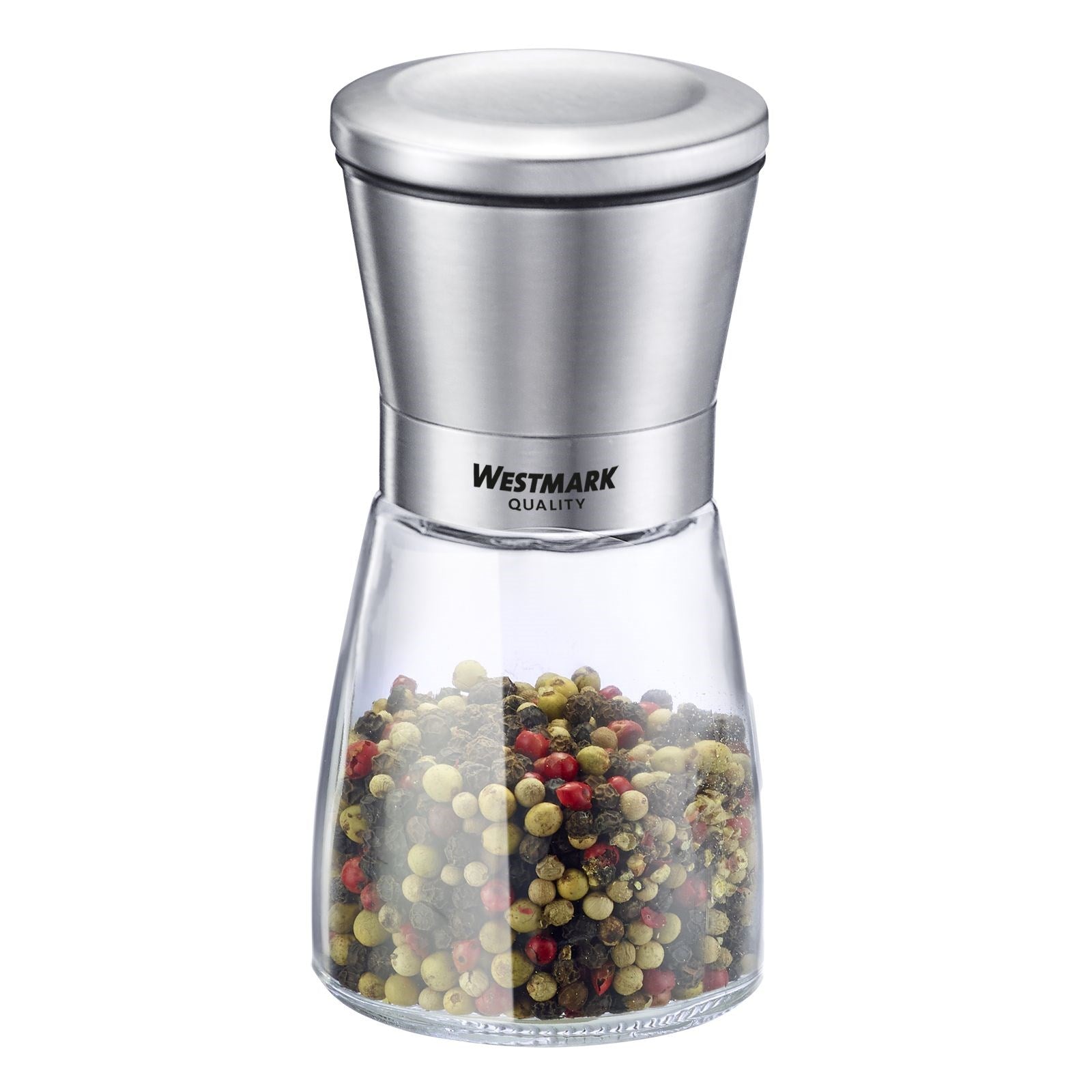 Elegante Edelstahl-Gewürzmühle von Westmark, ideal für frische Gewürze, langlebig, stilvoll und praktisch für jede Küche.