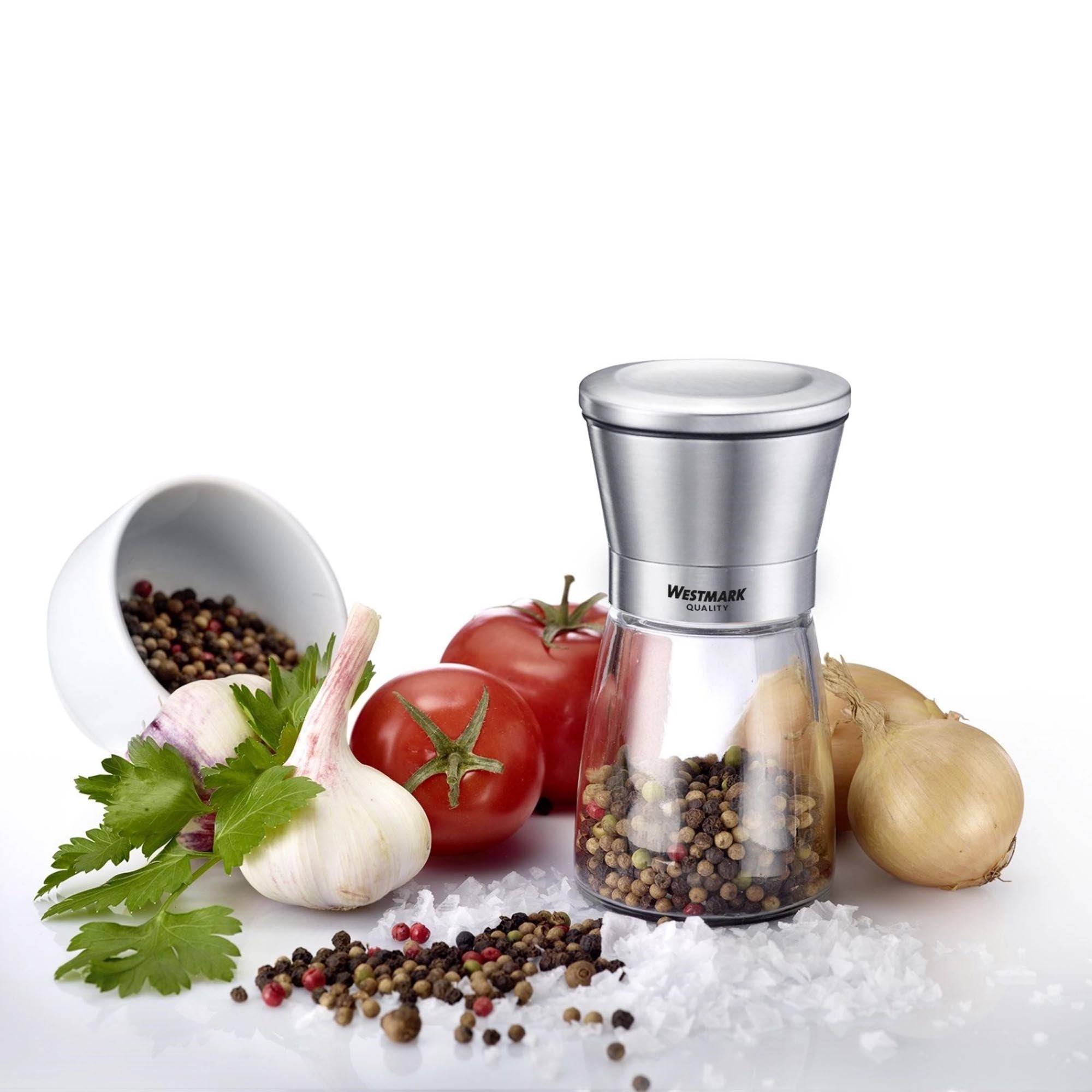 Elegante Edelstahl-Gewürzmühle von Westmark, ideal für frische Gewürze, langlebig, stilvoll und ein praktisches Küchenaccessoire.