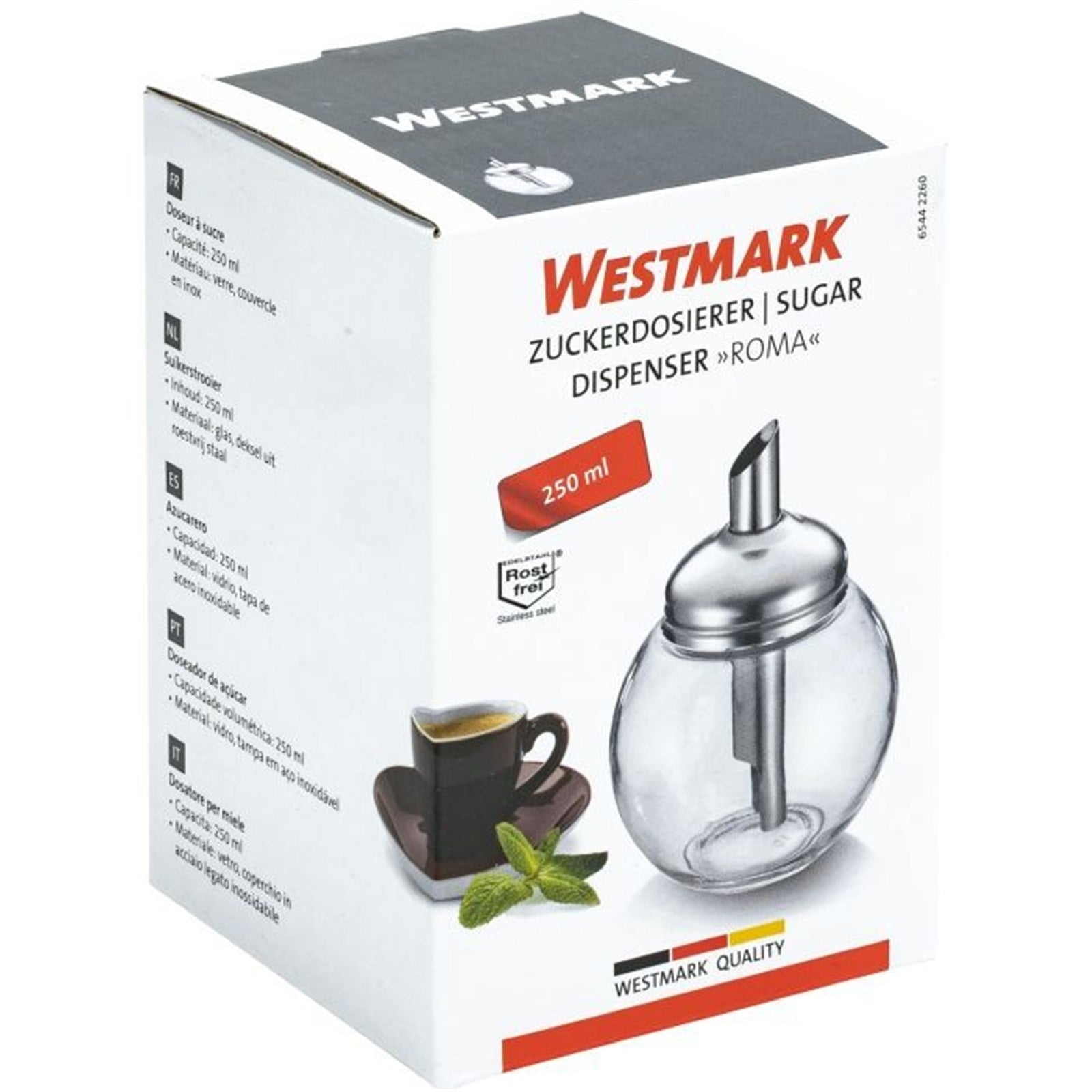 Zuckerdosierer Roma von Westmark, 250ml, für exaktes Dosieren von Zucker, perfekt für Küche und dekorative Tischgestaltung.
