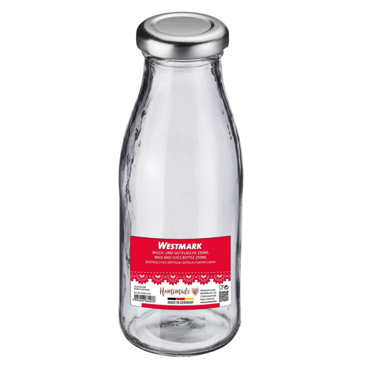 Milch-, Saft- und Smoothieflasche 250ml, rund