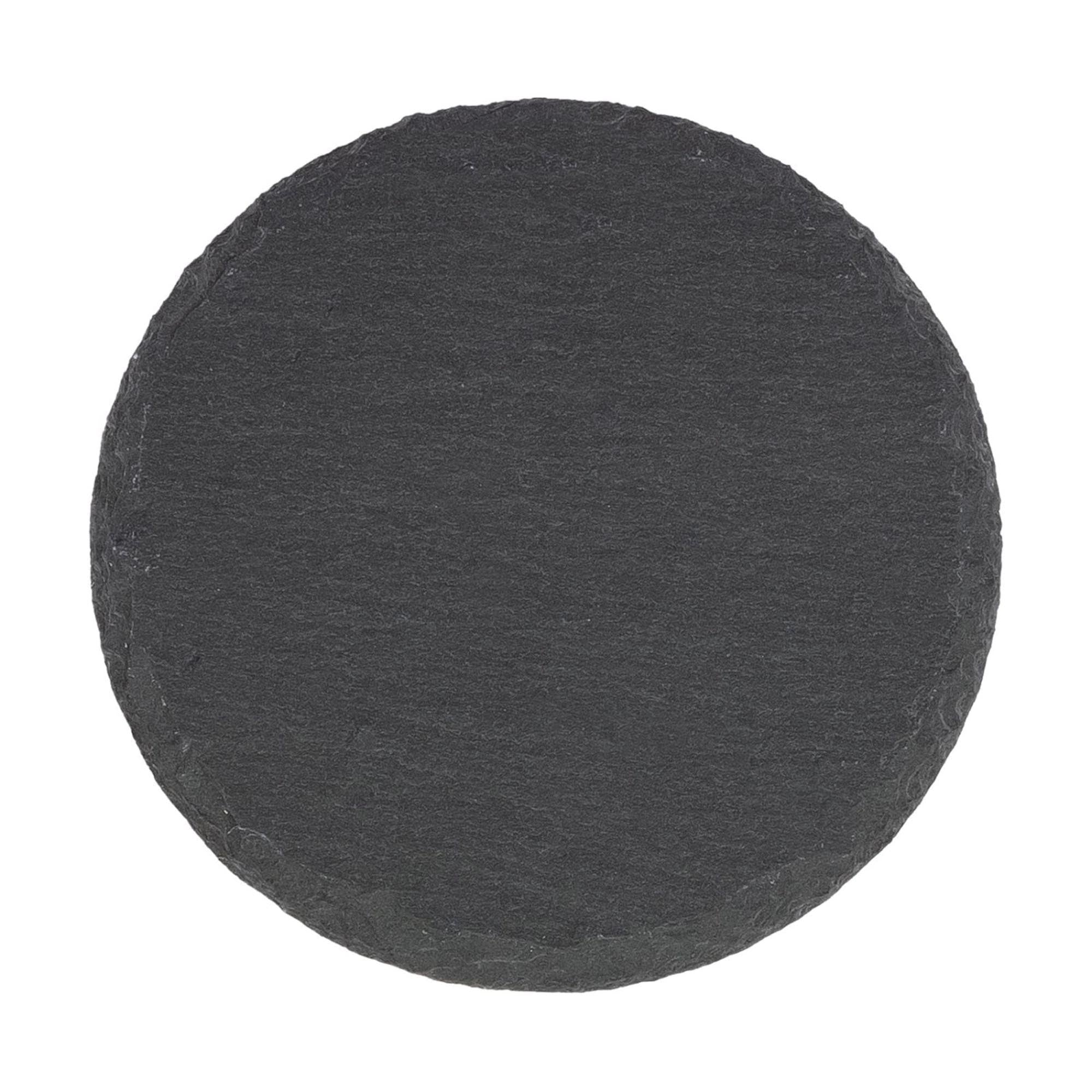 Set aus 8 runden Naturschiefer-Untersetzern (10 cm) in Bambusbox, ideal für Getränke und als elegante Tischdekoration.