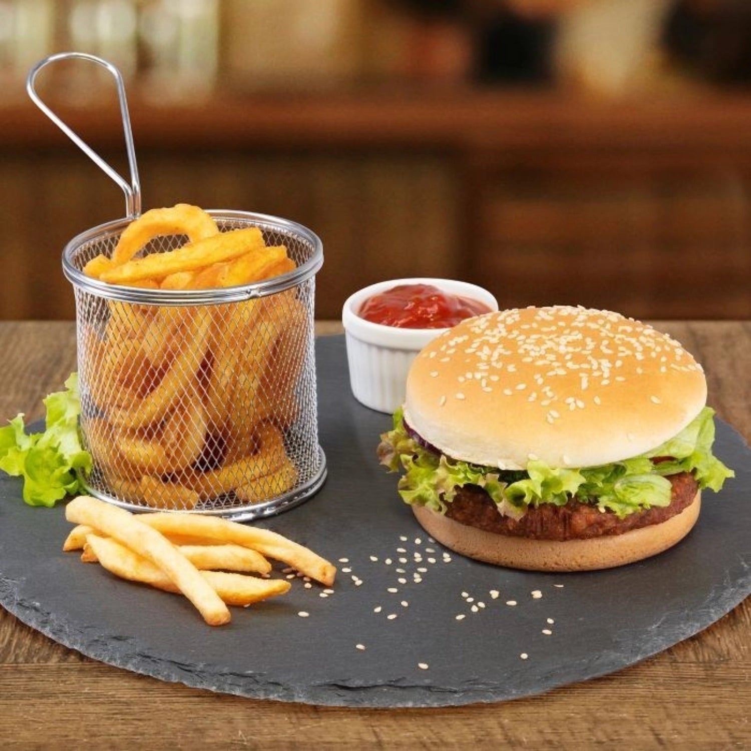 Assiette en ardoise naturelle Tapas and Friends, ronde, D30cm, sb