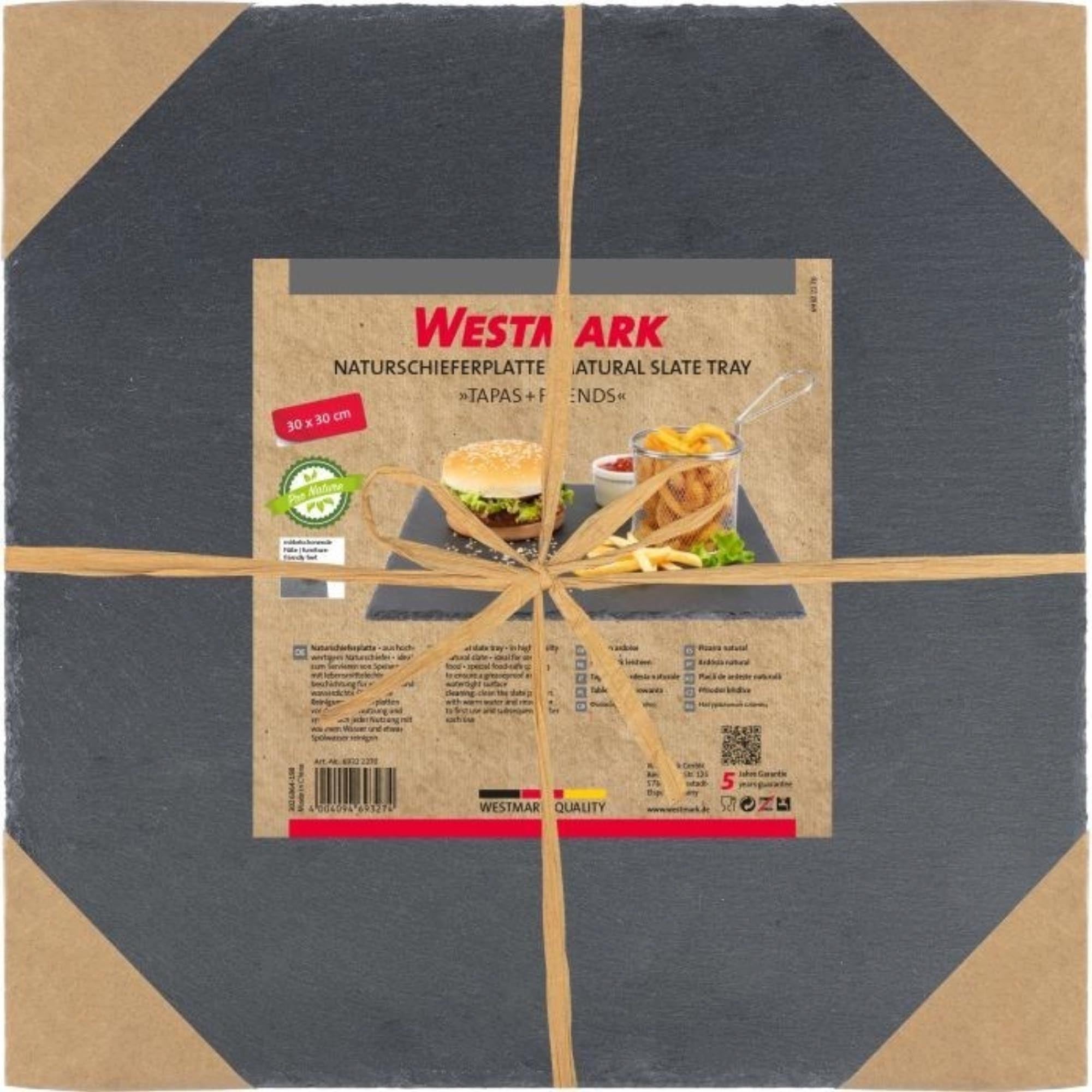 Elegante Naturschieferplatte von Westmark, ideal für Tapas und Snacks, 40x30cm, robust, stilvoll und perfekt für Ihre Präsentation.