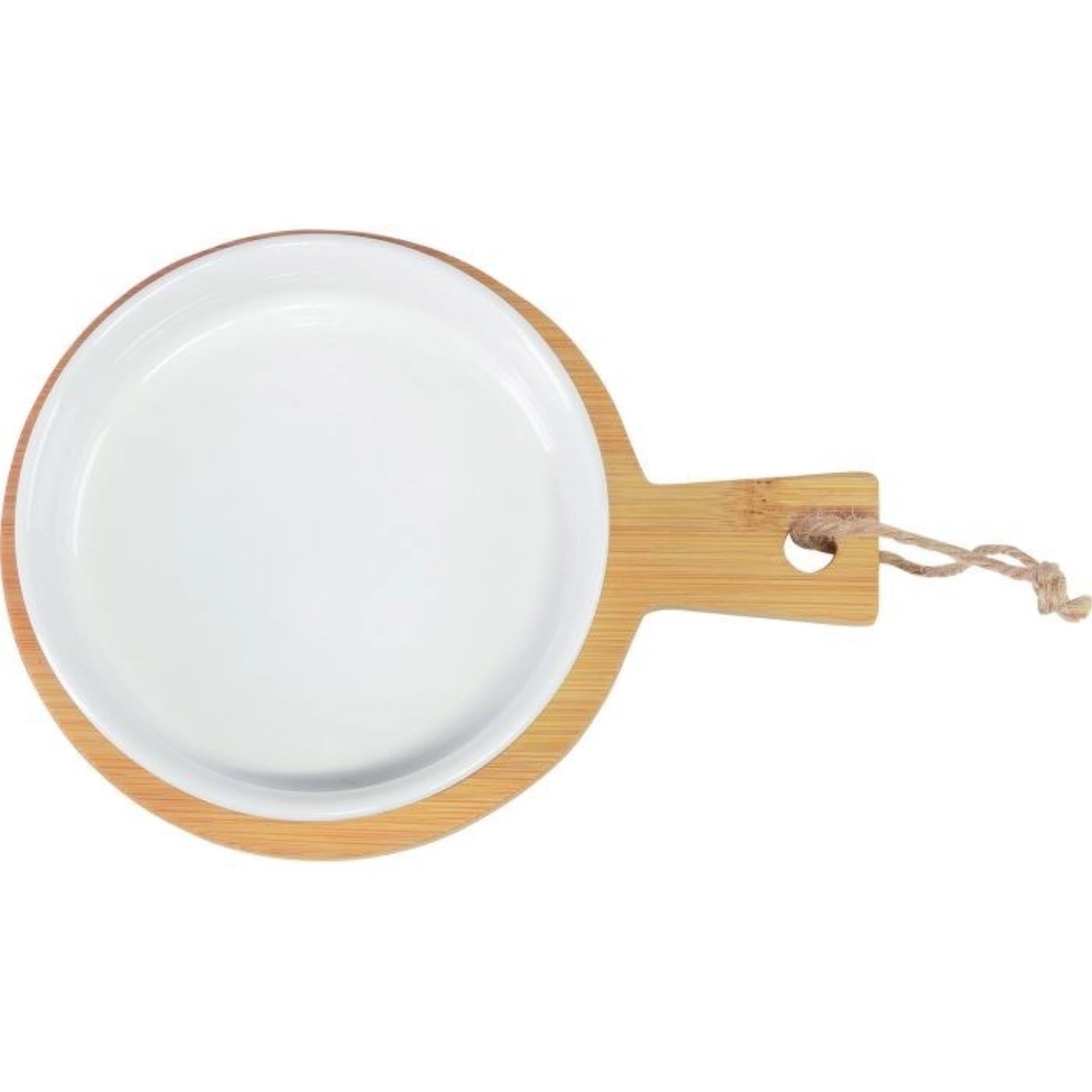 Keramikschälchen-Set auf Bambusunterlage, perfekt für Tapas und Snacks, 11 cm Durchmesser, stilvoll und praktisch, von Westmark.