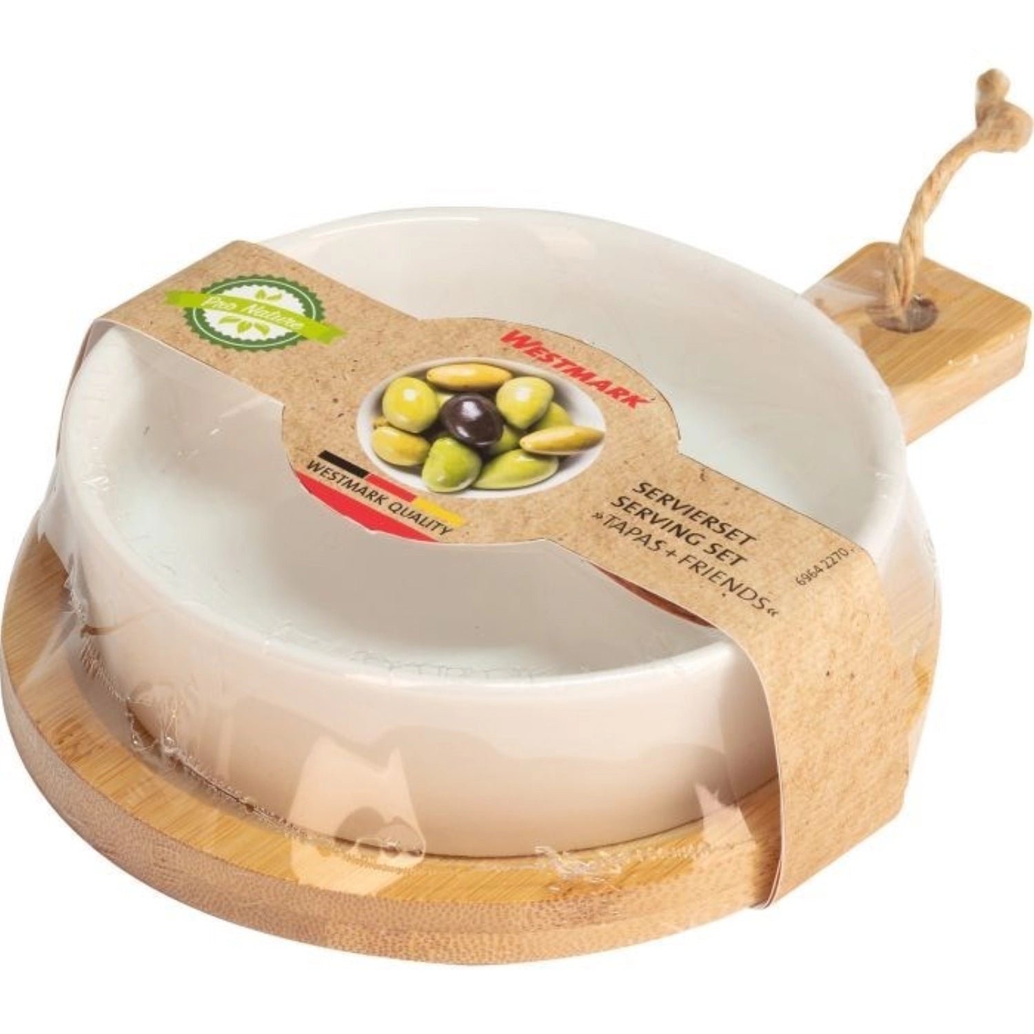 Bol en céramique Tapas and Friends, sur bambou, D11cm, sb