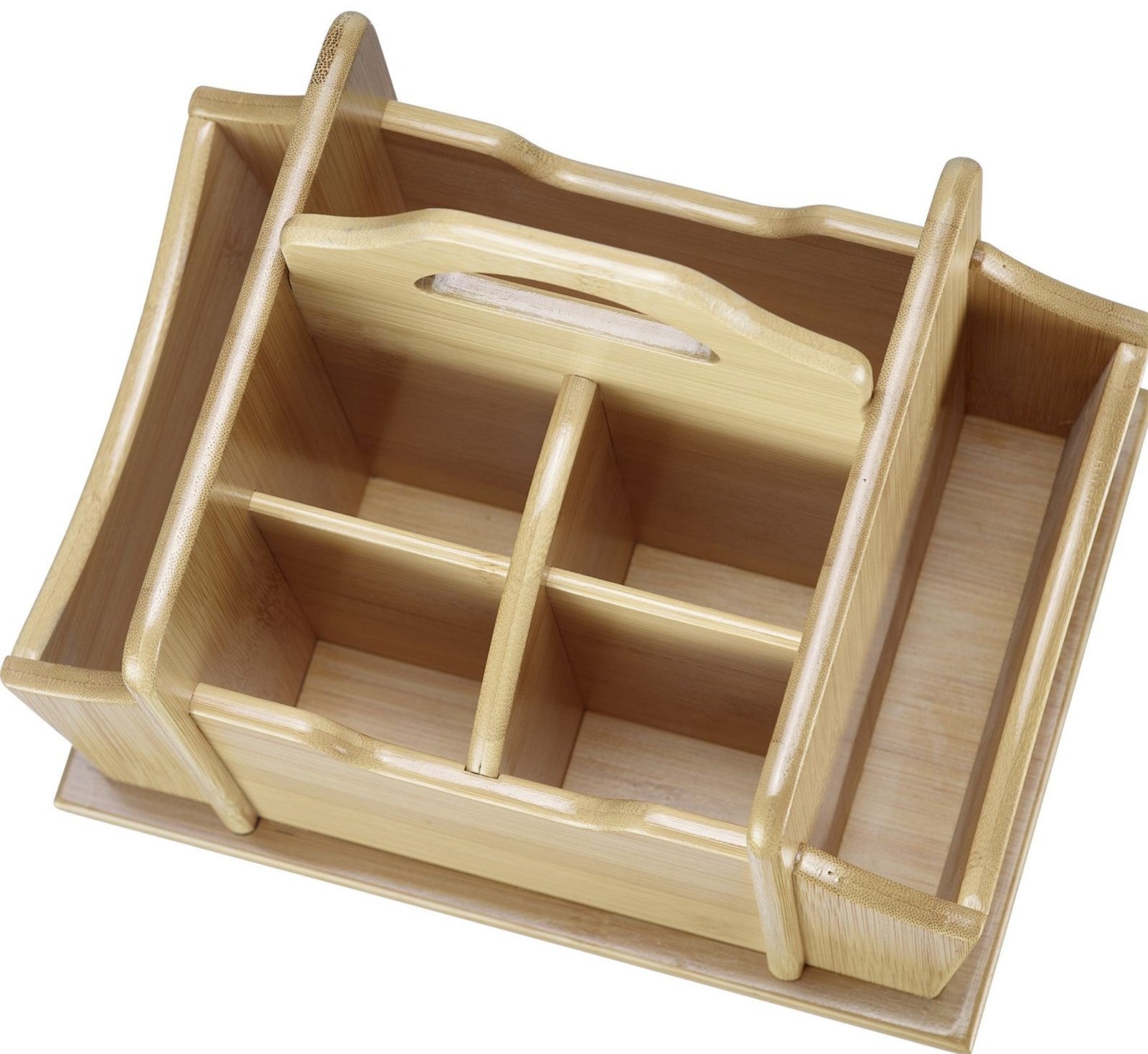 Eleganter Bambus-Tischbutler mit 7 Fächern, ideal für Tapas und Snacks. Perfekt für stilvolles Servieren und gesellige Runden.