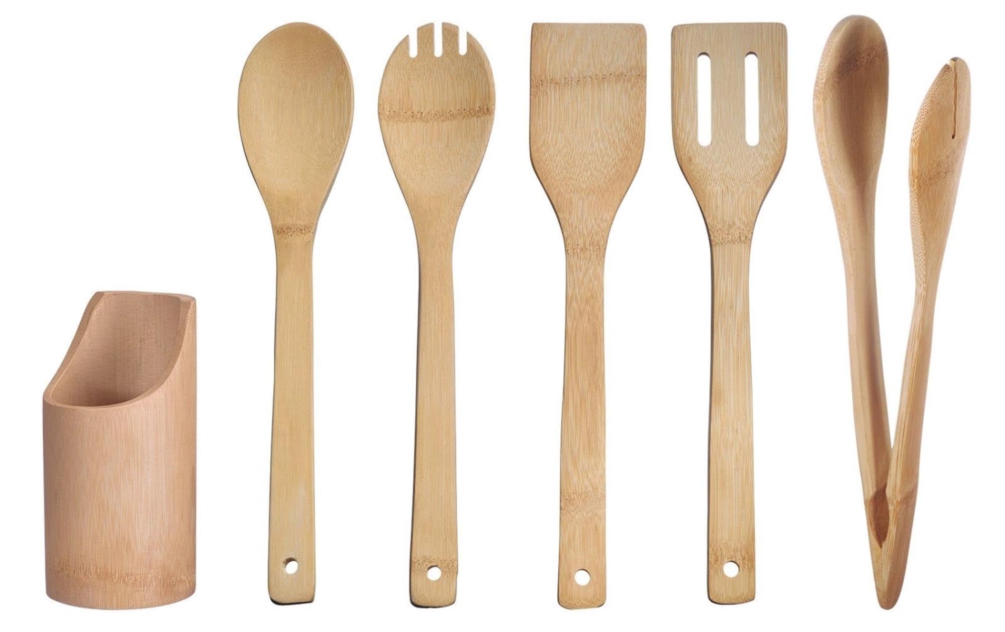 6-teiliges Bambus-Küchenutensilien-Set von Westmark, perfekt für umweltbewusstes Kochen und stilvolle Küchenarbeit.