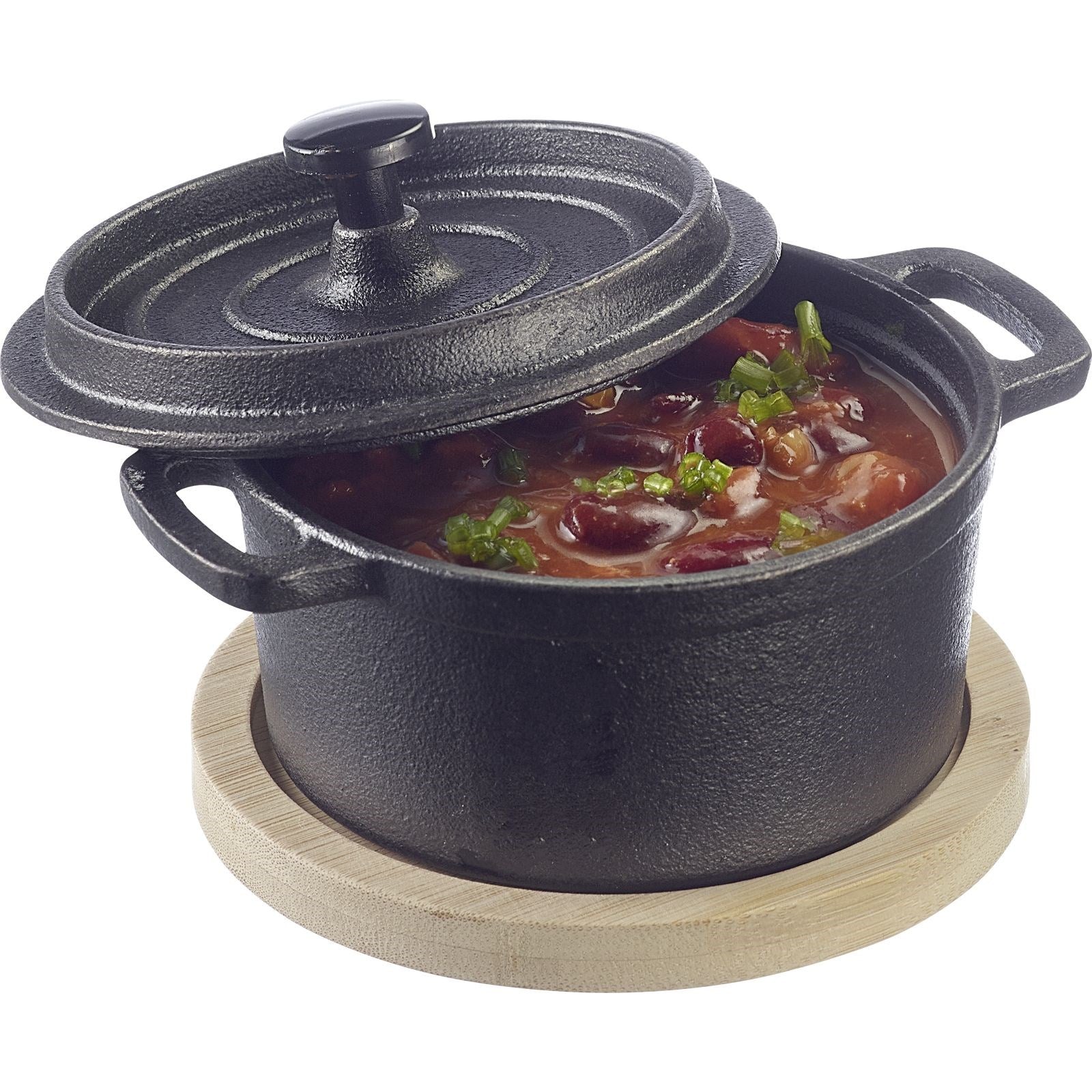 Kompakter 250ml Gusseisentopf mit Deckel von Westmark, perfekt für Tapas und kleine Speisen, robust, hitzebeständig und stilvoll.