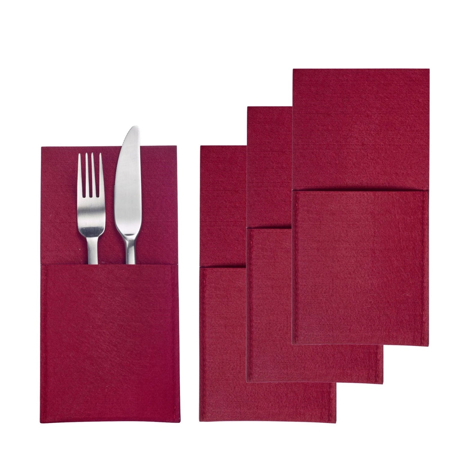 4 sacs de couverts set confortables, rouges, polyester