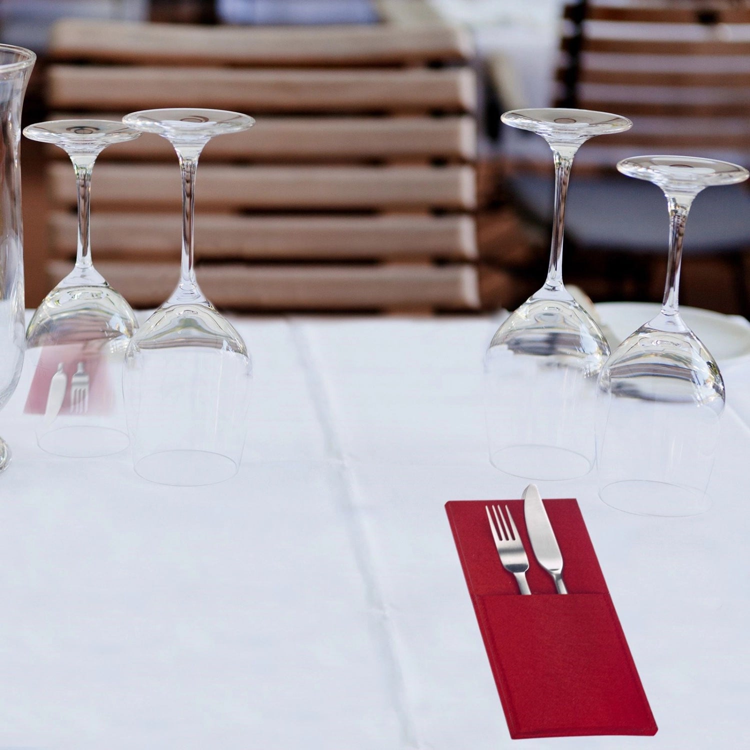 4 sacs de couverts set confortables, rouges, polyester