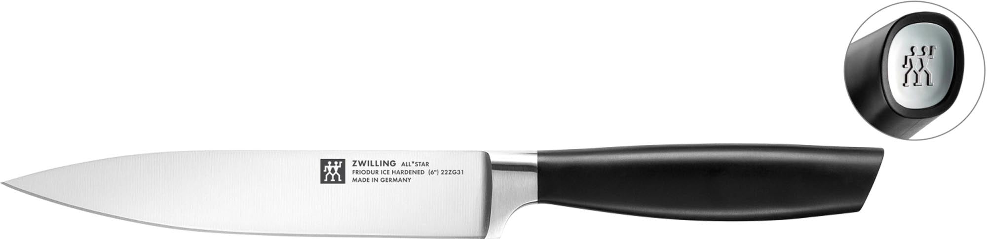 Entdecken Sie das All Star Tranchiermesser 160 von Zwilling: Präzision, Qualität und ergonomisches Design für müheloses Schneiden von Fleisch, Geflügel und Fisch.