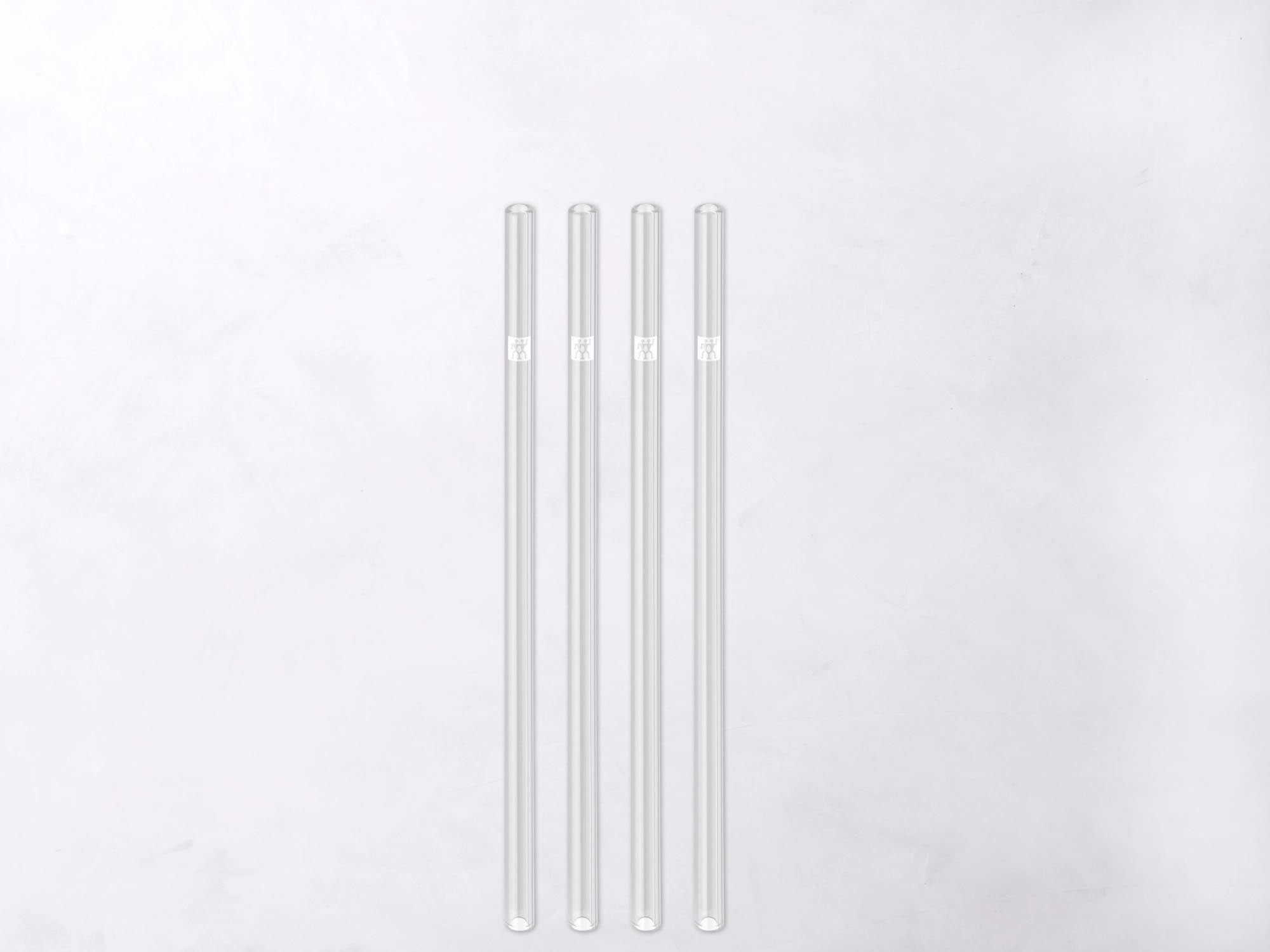 Nachhaltige Glasstrohhalme 23cm, 4er Set inkl. Reinigungsbürste.