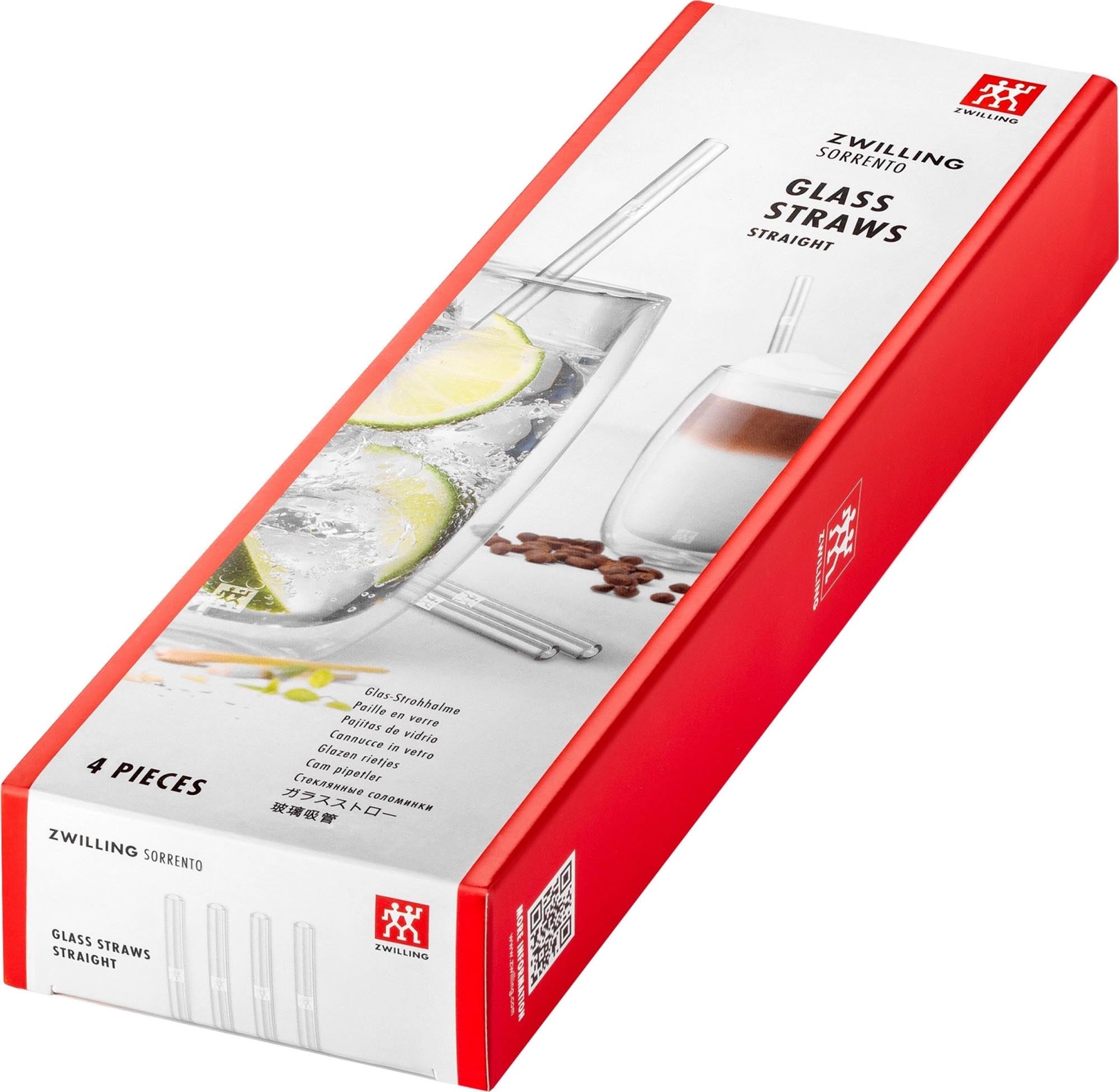 Zwilling Glasstrohhalme 23cm, 4er Set mit Bürste – stilvoll & umweltfreundlich.