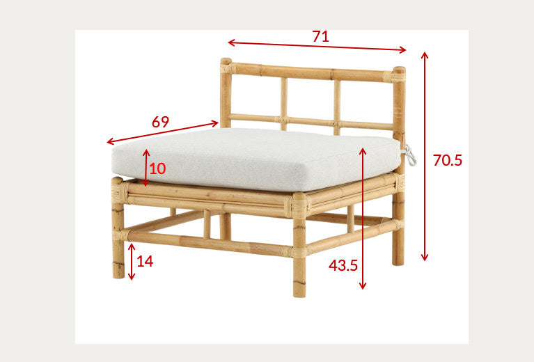 Cane Mittelteil Sofa in Natur präsentiert im Onlineshop von KAQTU Design AG. Lounge Sofa ist von Venture Home