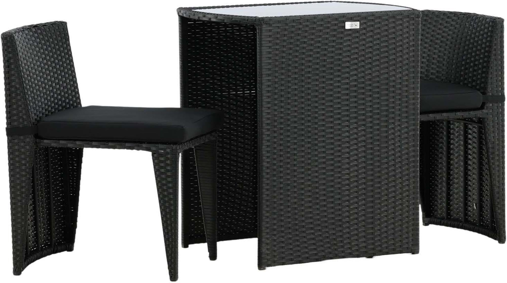 Entdecken Sie das elegante Savanna Café Outdoorset von Venture Home. Ideal für Balkon und Terrasse, mit robustem Kunstrattan und bequemen Sitzkissen.