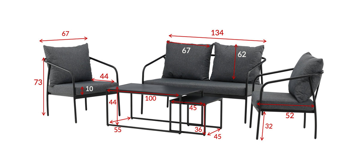 Sopot Sofagarnitur in Schwarz präsentiert im Onlineshop von KAQTU Design AG. Loungeset ist von Venture Home