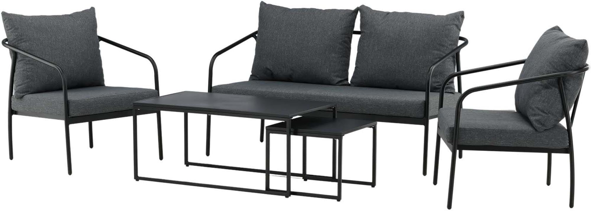 Entdecken Sie die Sopot Sofagarnitur von Venture Home: Elegantes Design, robustes Stahlgestell und gemütliche Polster für Ihre Terrasse.