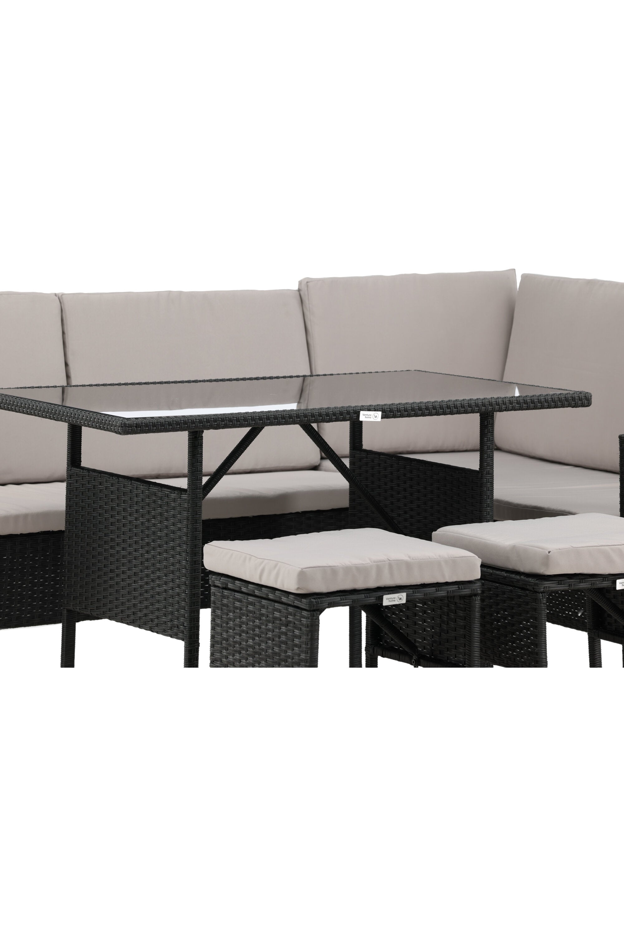 Knock Ecksofa Outdoorset 110cm in Schwarz / Grau präsentiert im Onlineshop von KAQTU Design AG. Loungeset ist von Venture Home