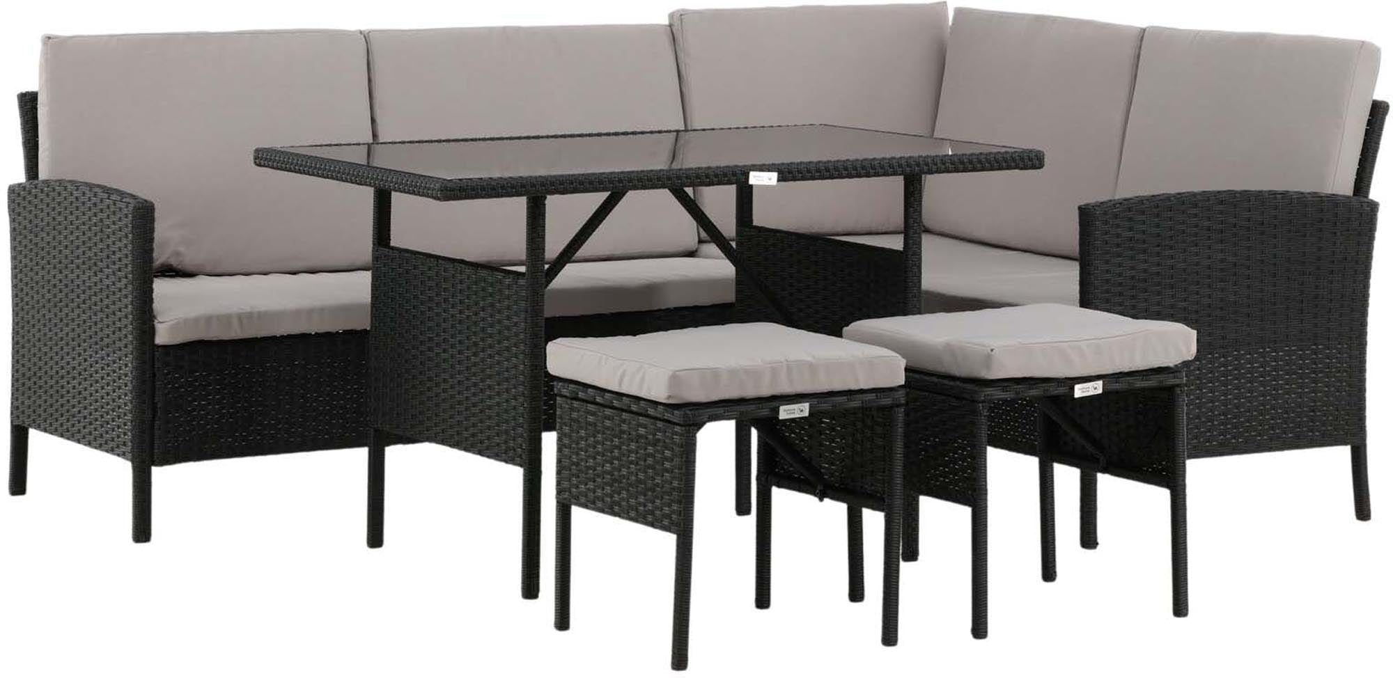 Modernes Knock Ecksofa Outdoorset 110cm von Venture Home – ideal für entspannte Stunden im Freien mit hochwertigem Korbgeflecht und bequemen Polstern.