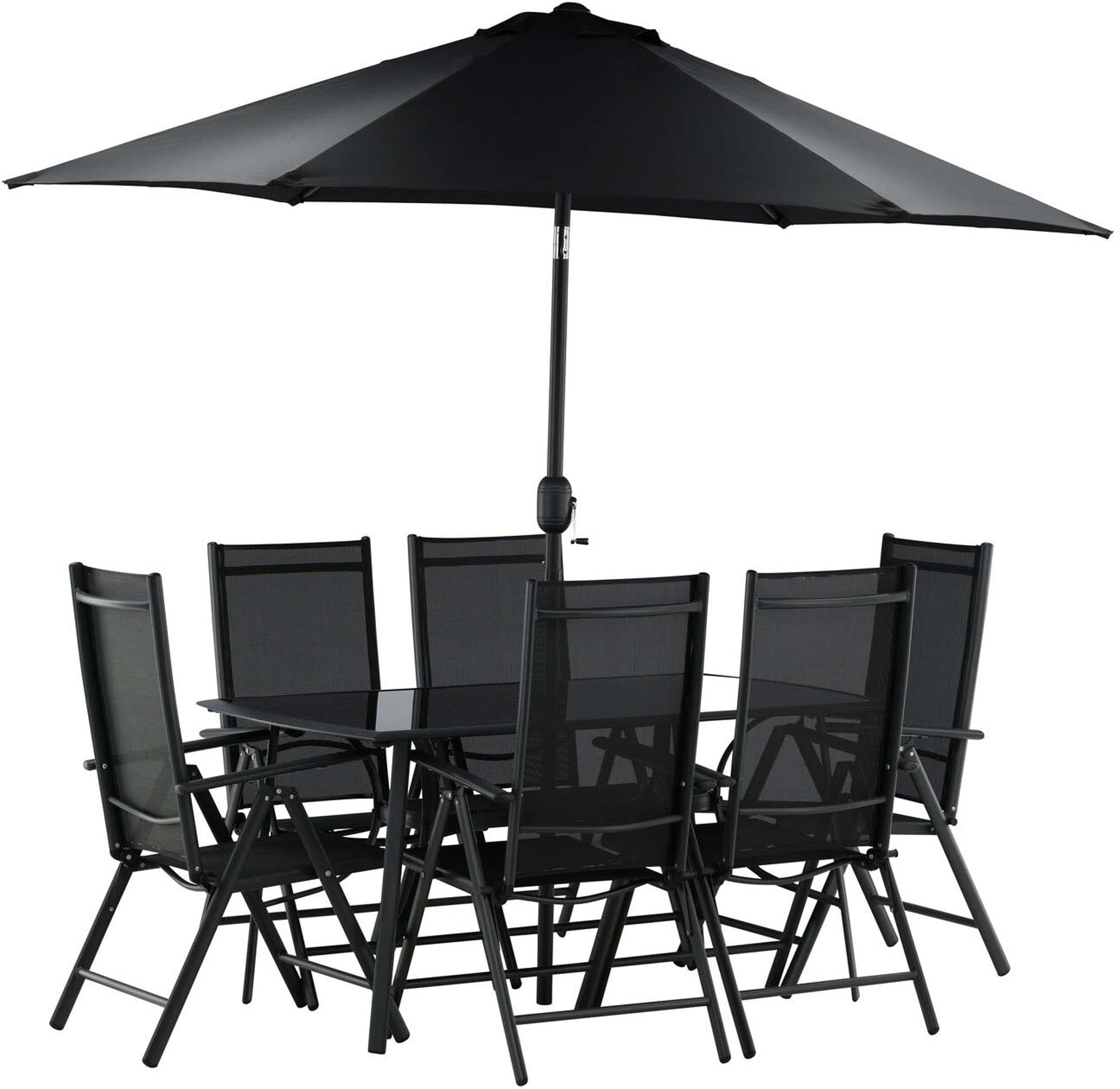Brecky Outdoor-Tischset 150cm/6St. in Schwarz präsentiert im Onlineshop von KAQTU Design AG. Gartentischset ist von Venture Home