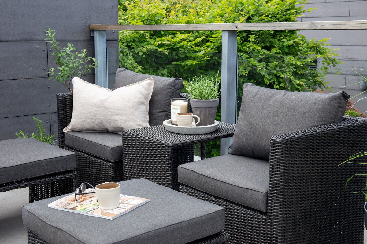 Quad Lounge Outdoorset 63cm in Schwarz präsentiert im Onlineshop von KAQTU Design AG. Loungeset ist von Venture Home