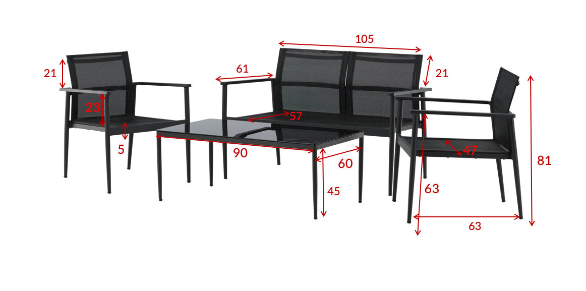 Break Sofa Outdoorset 90cm in Schwarz präsentiert im Onlineshop von KAQTU Design AG. Loungeset ist von Venture Home