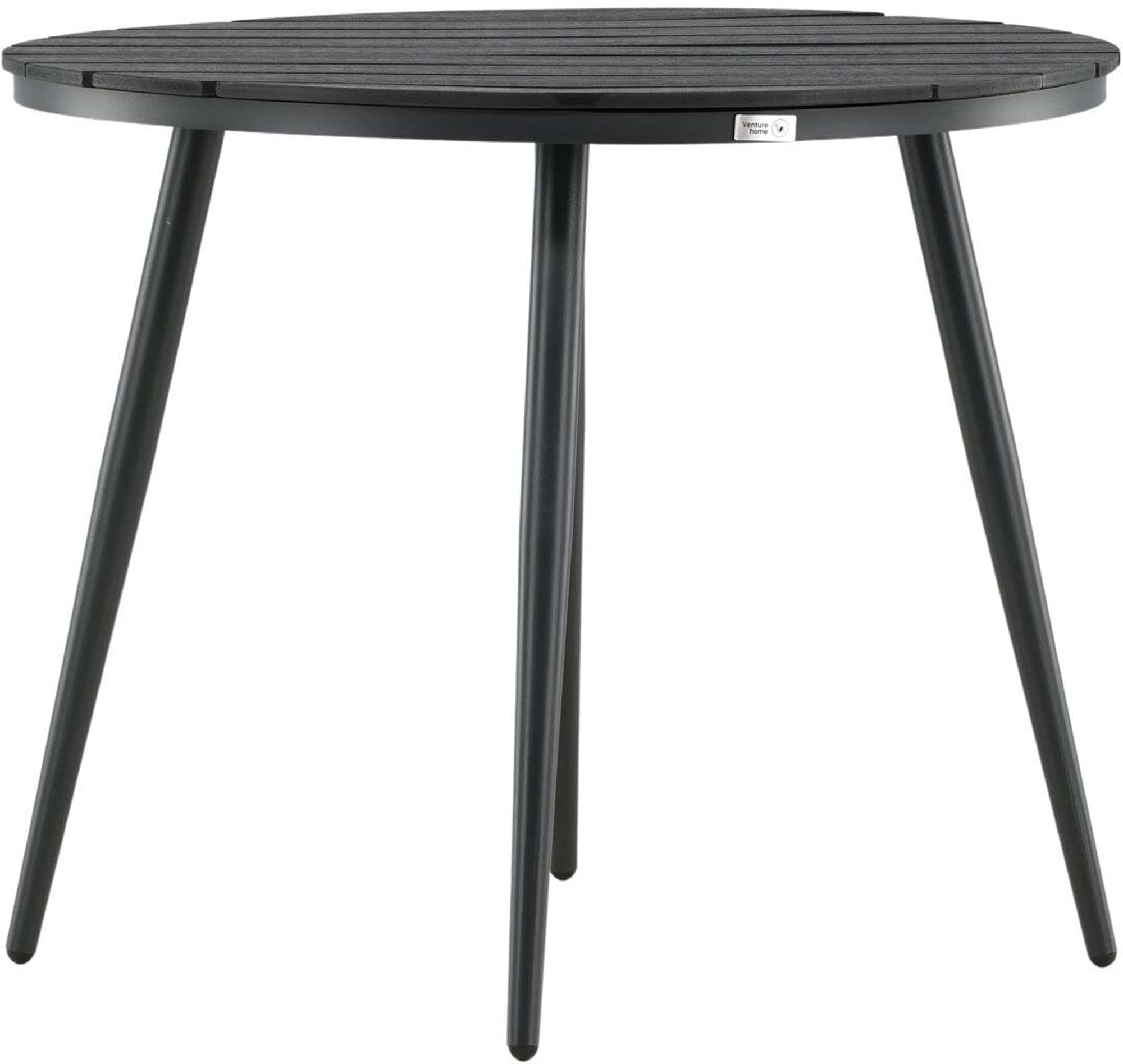 Runder Gartentisch von Venture Home, modern und wetterbeständig, perfekt für elegante Aussenbereiche und langlebige Nutzung.