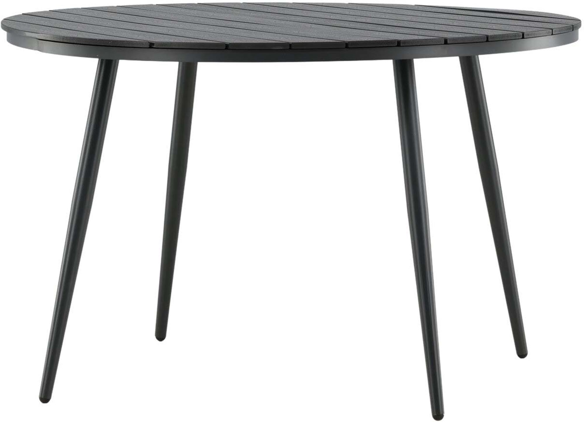 Moderner runder Gartentisch von Venture Home, wetterbeständig und ideal für stilvolle Terrassen und langlebige Outdoor-Bereiche.